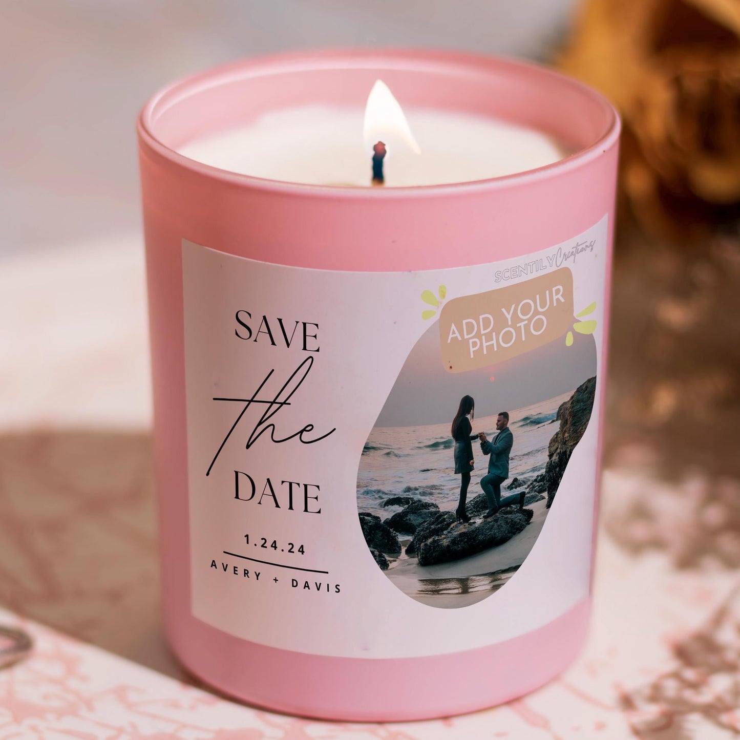 Your Photo Save the Date Scented Candle