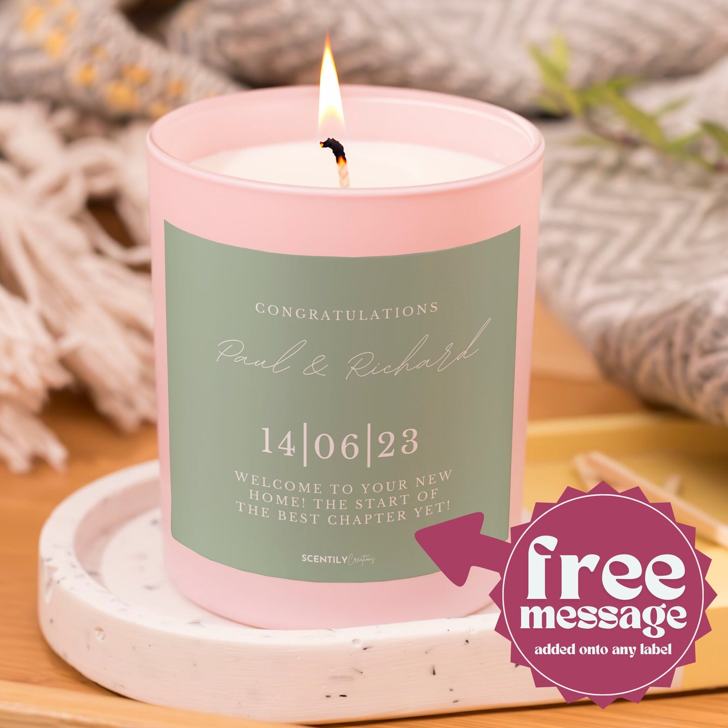 Name & Date Married Announcement Scented Candle