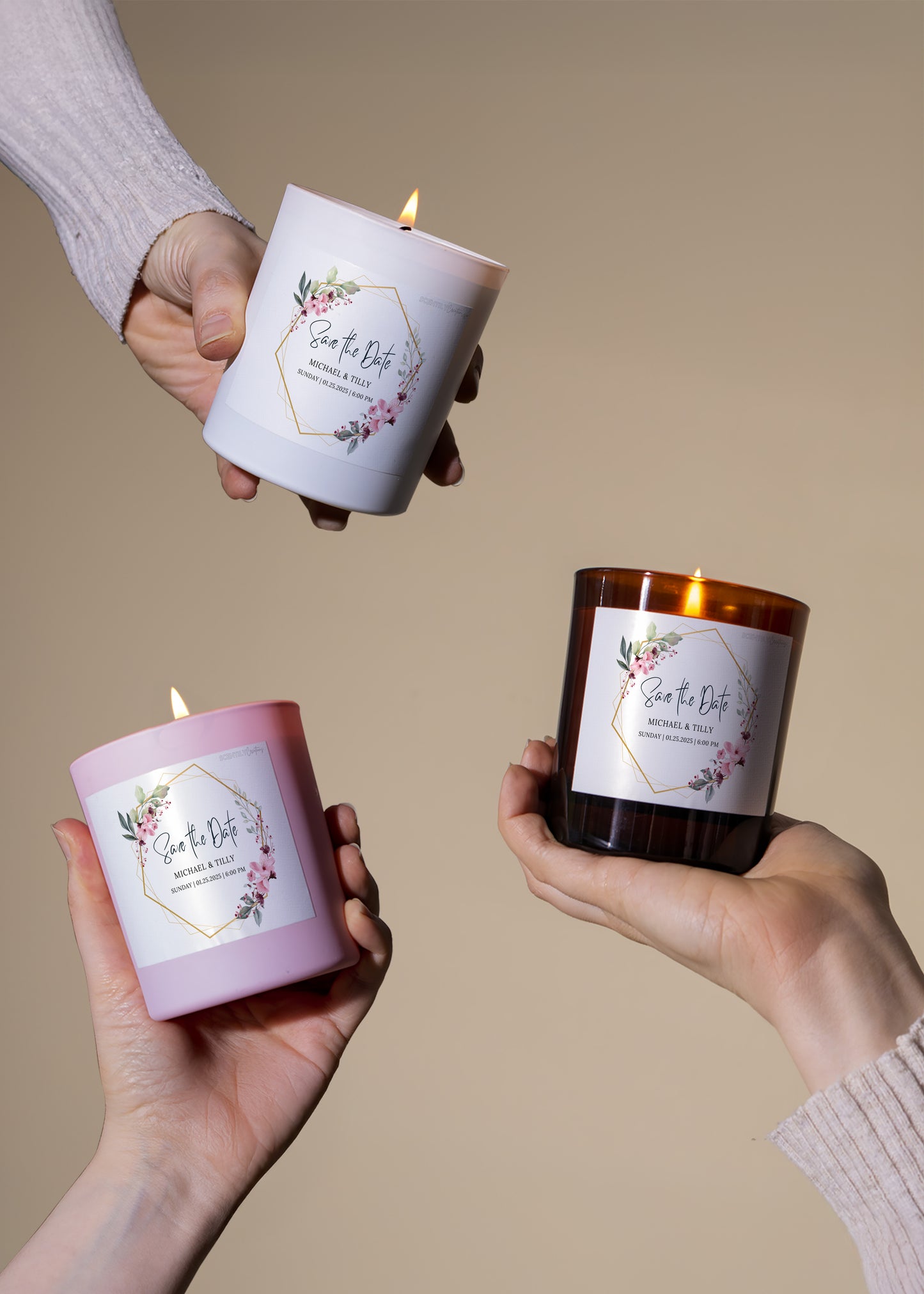 Geometric Save the Date Scented Candle