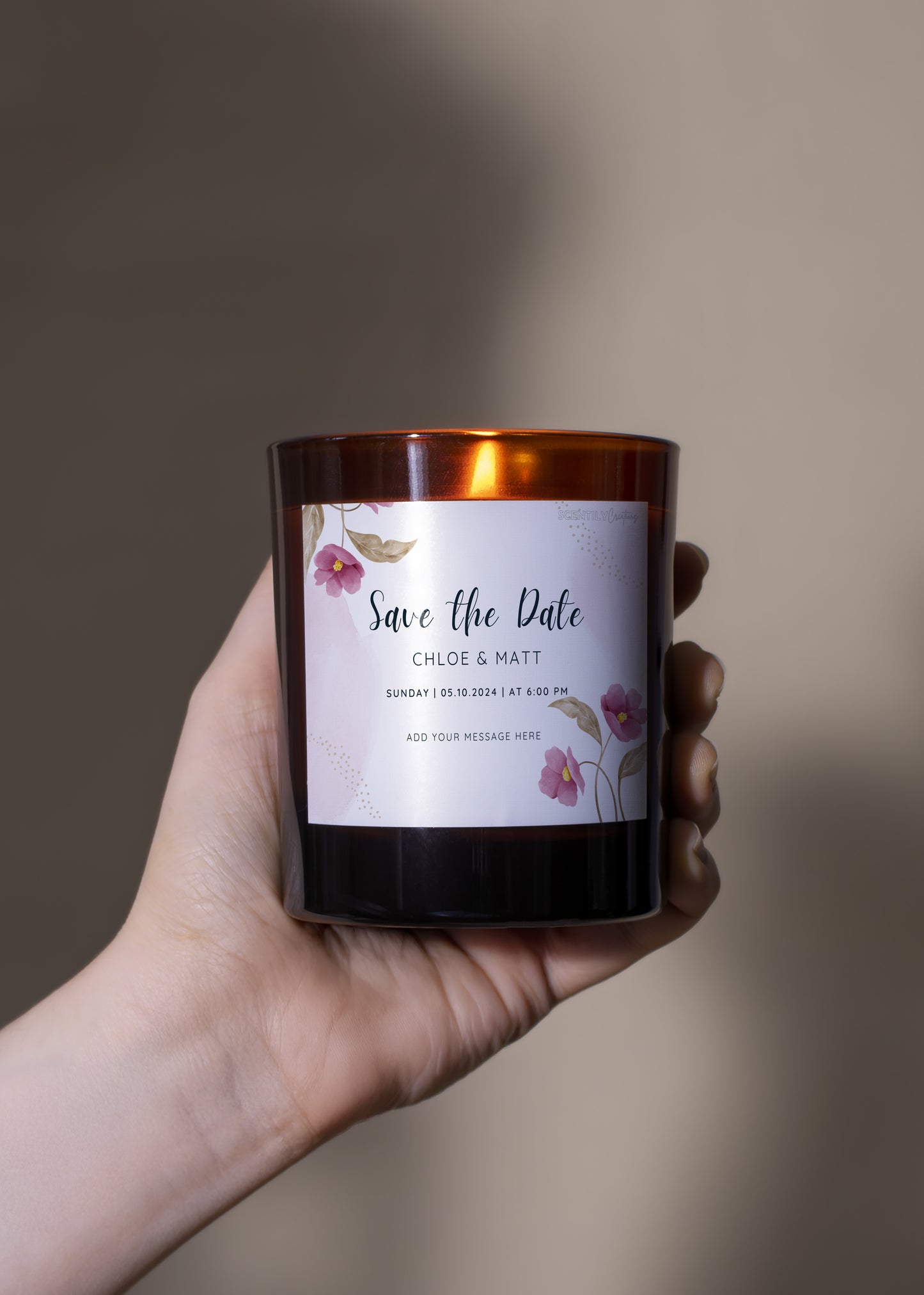 Pink Petals Save the Date Scented Candle