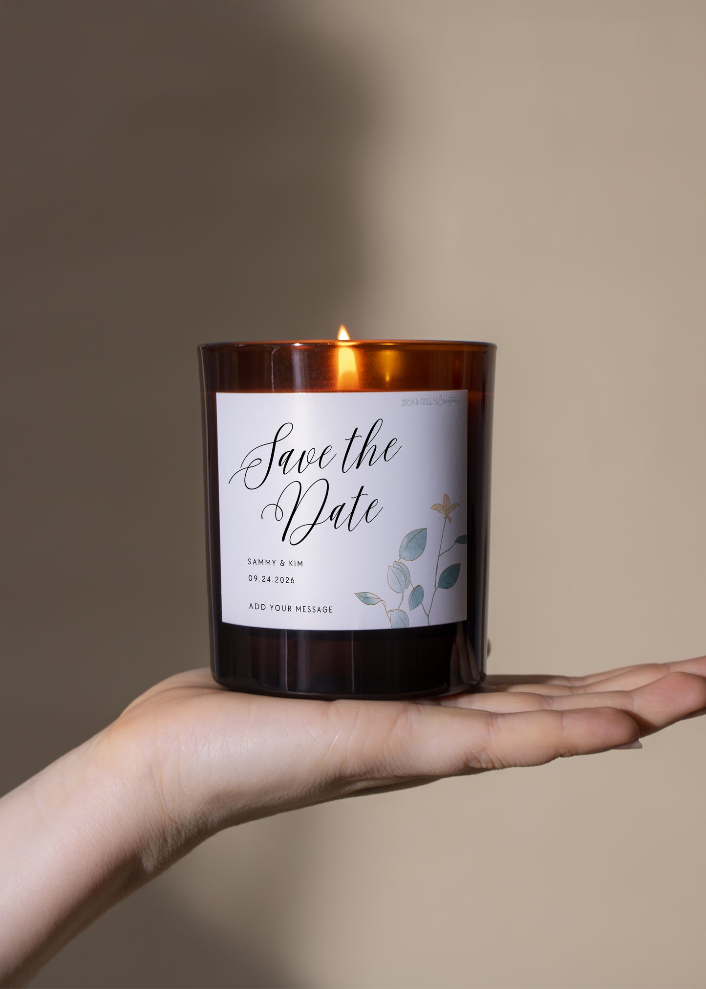 Save the Date Script Text Scented Candle