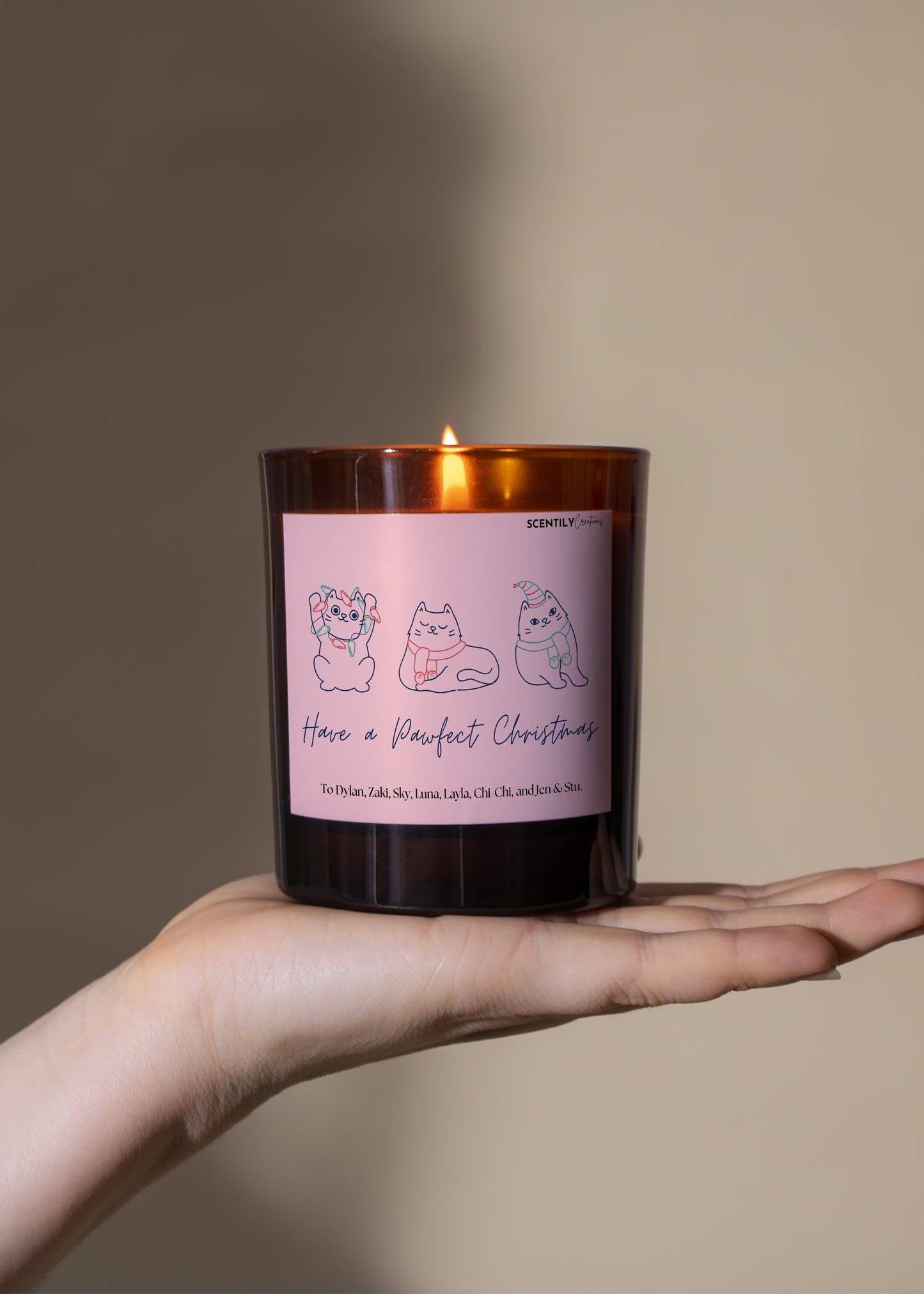 Pink Pet Christmas Holidays Candle