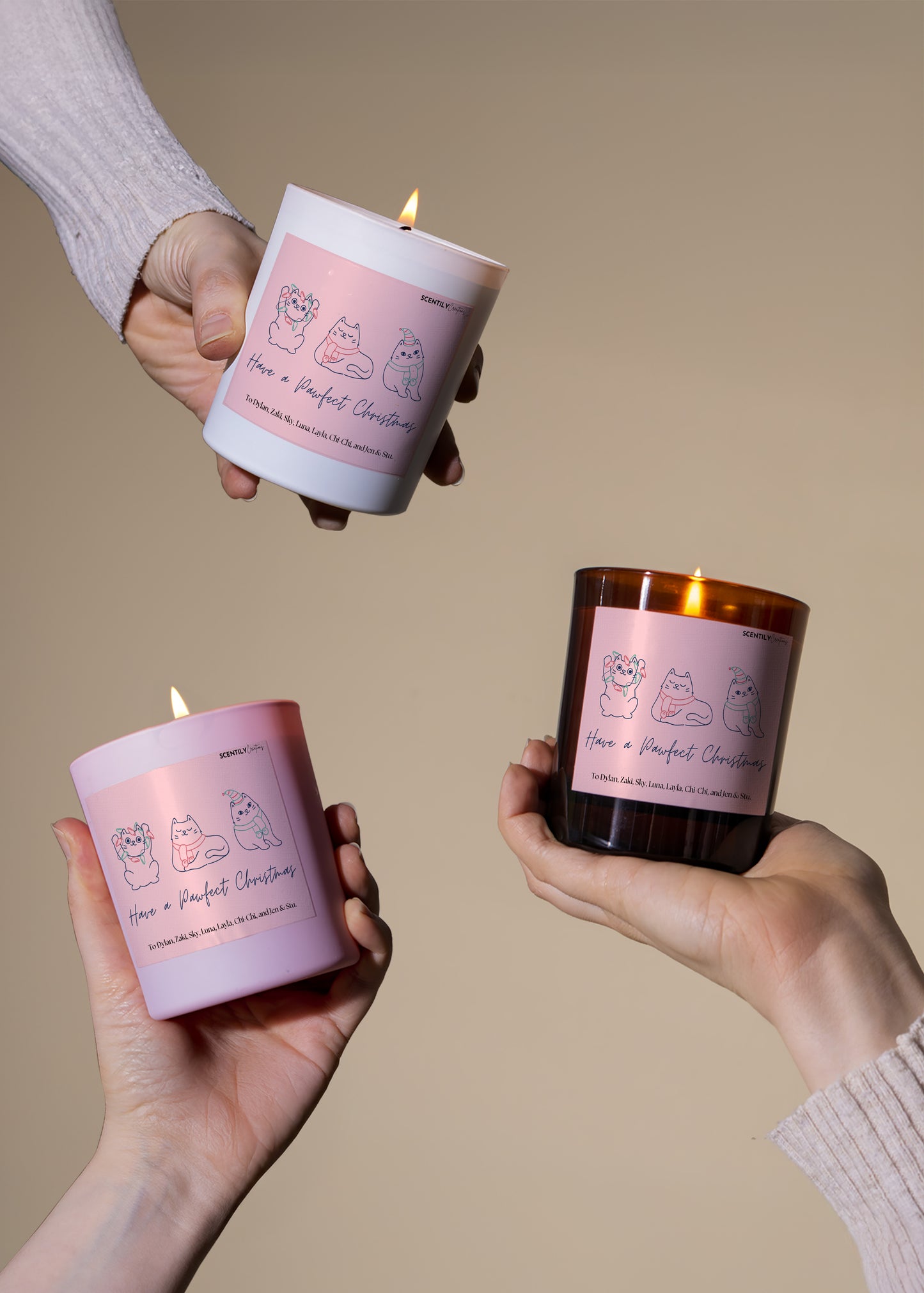 Pink Pet Christmas Holidays Candle