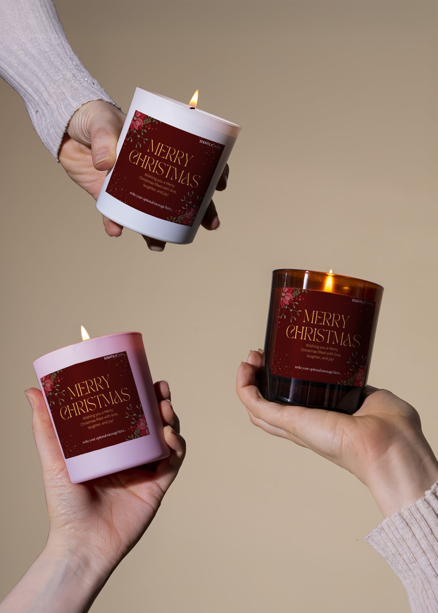 Merry Christmas Red and Gold Scented Candle