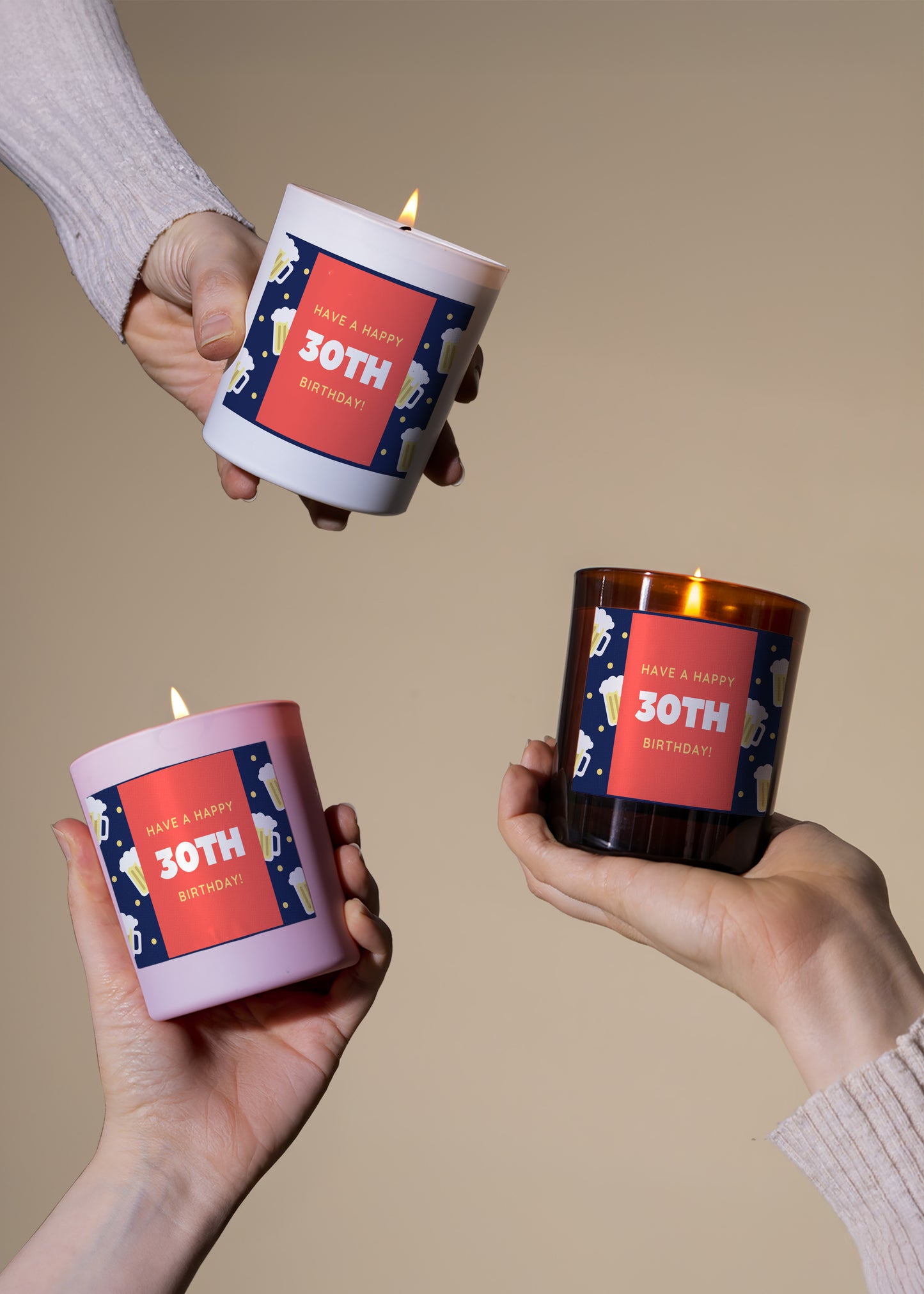 Happy Any Age Birthday Beer Candle
