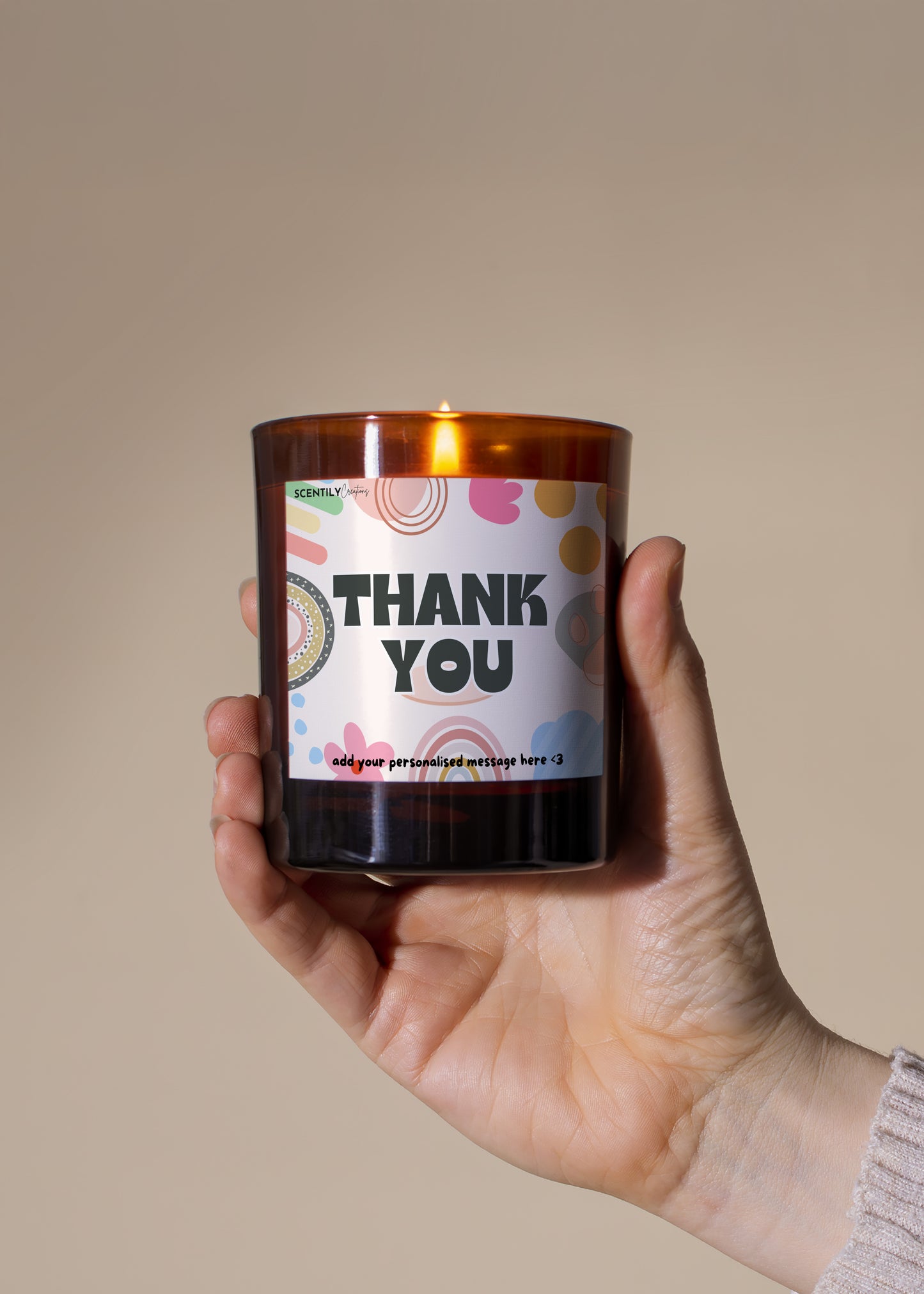 Cute Print Thank You Scented Candle