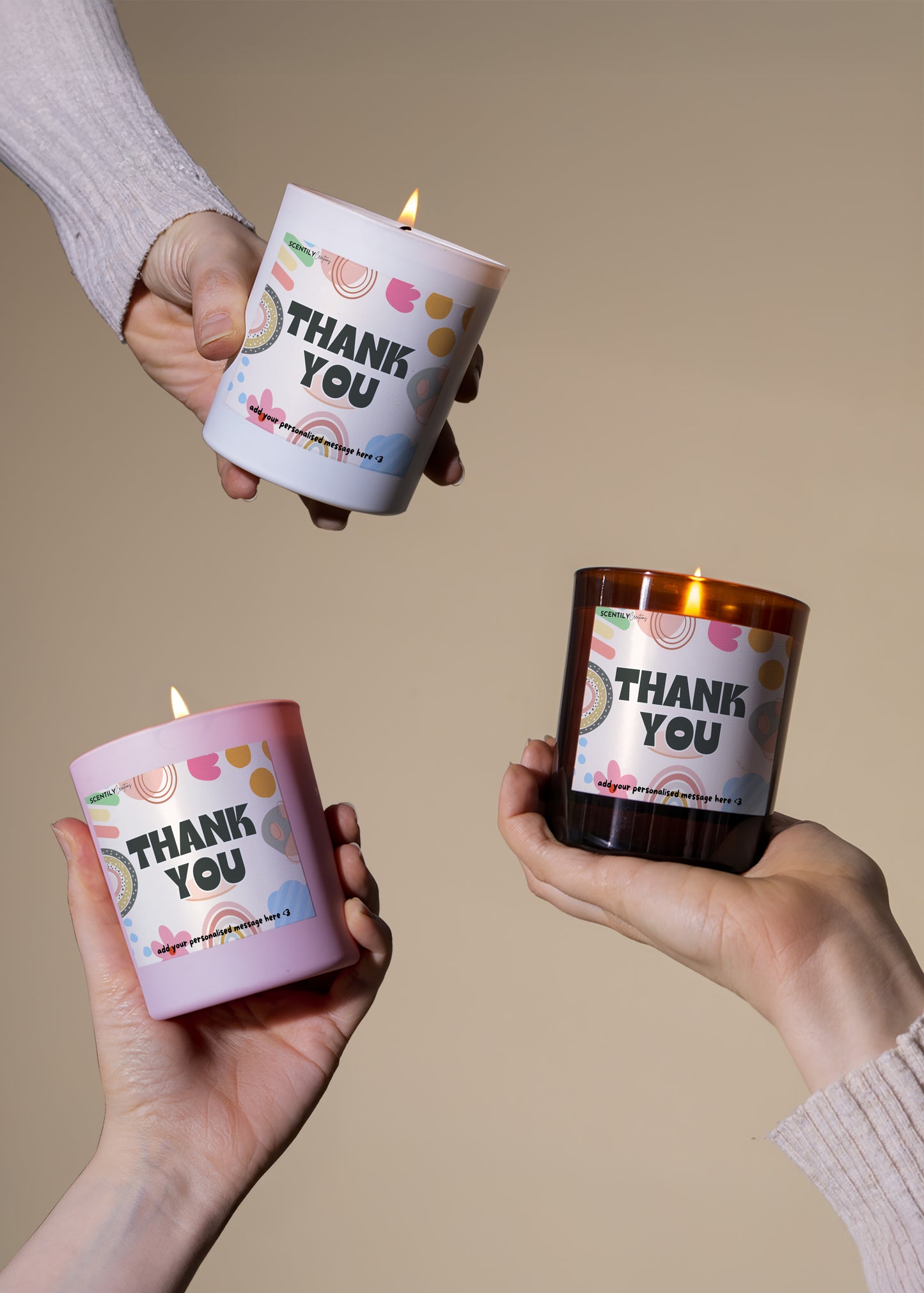 Cute Print Thank You Scented Candle