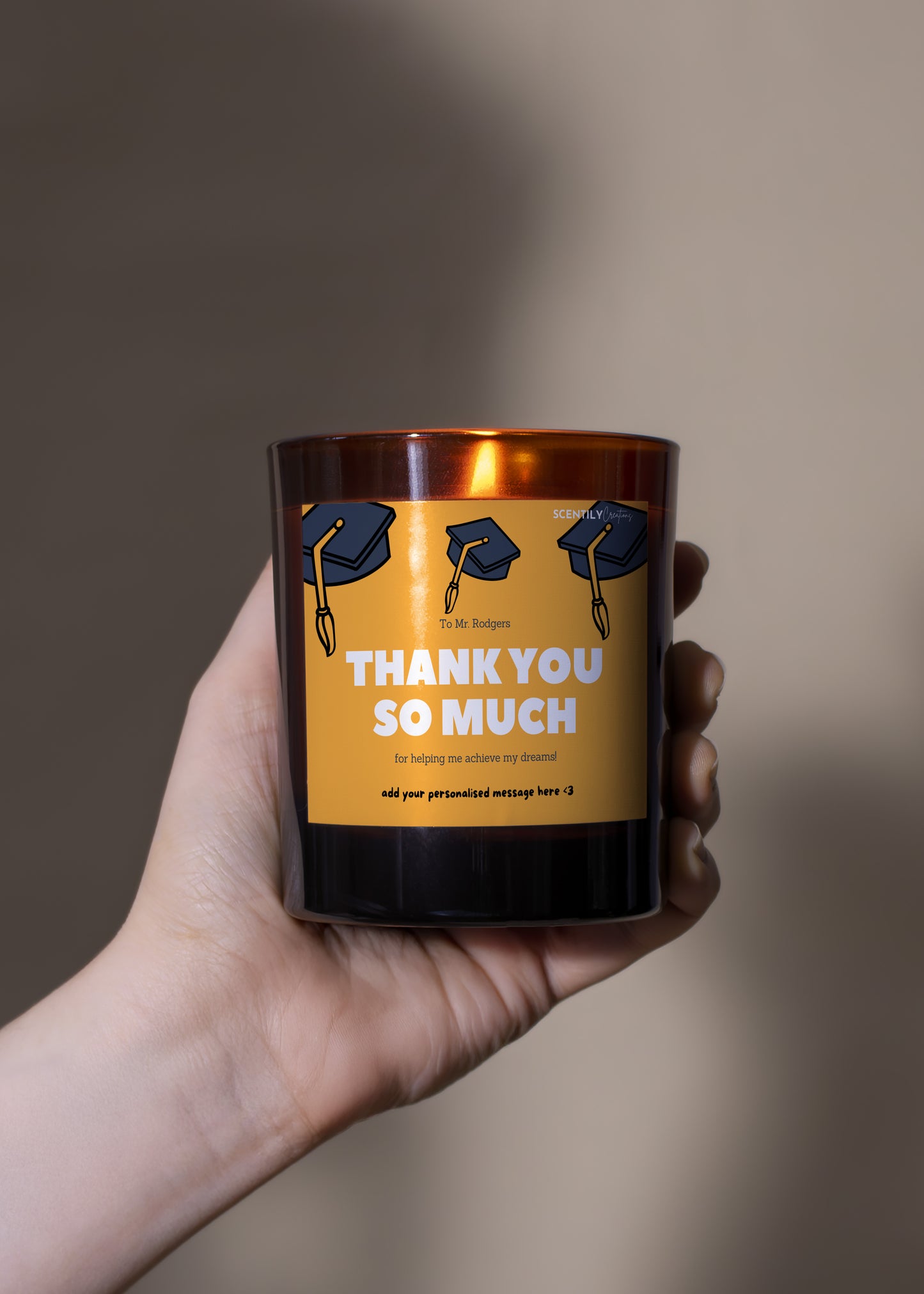 Graduation Cap Thank You Scented Candle