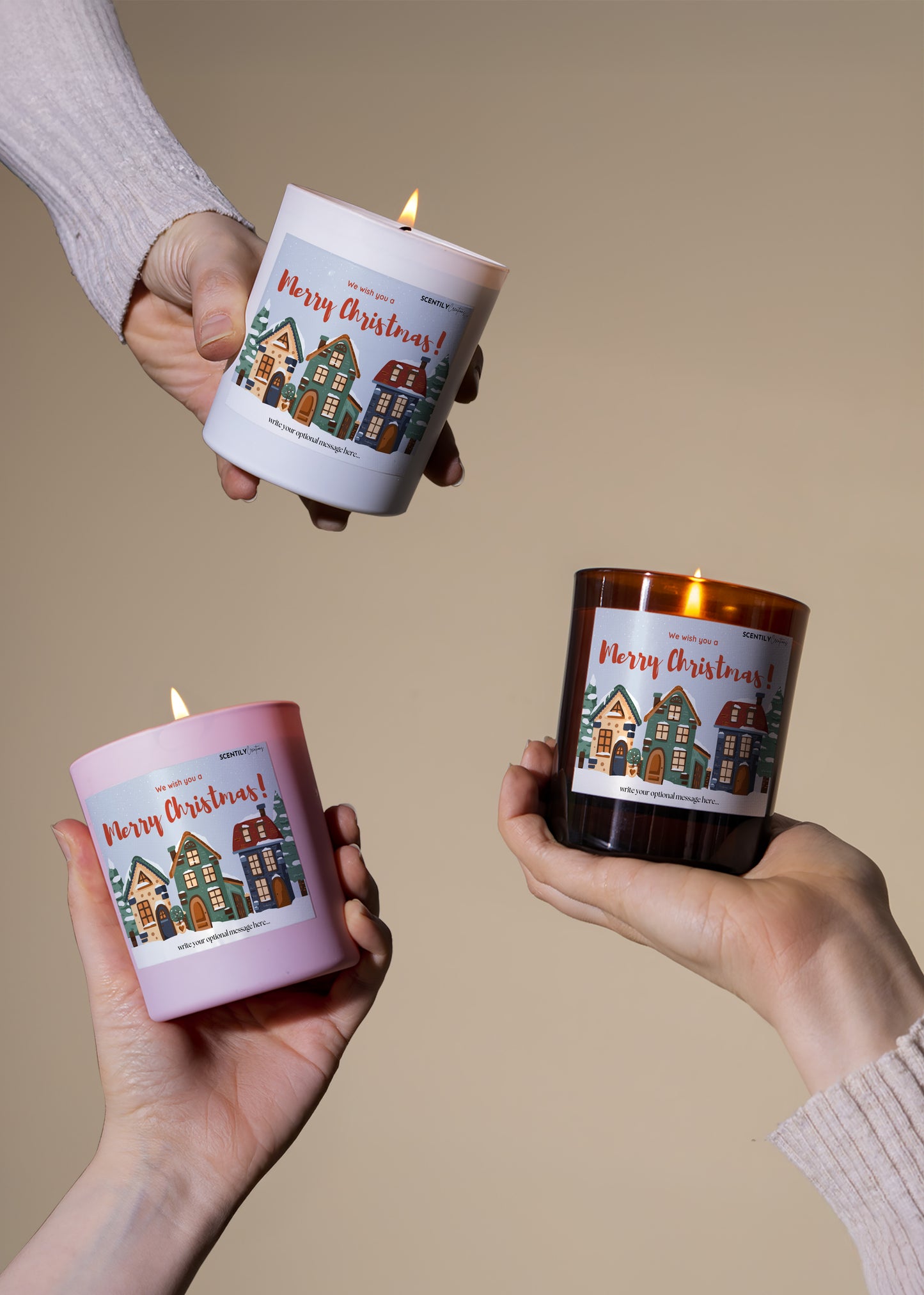 Merry Christmas Village Candle