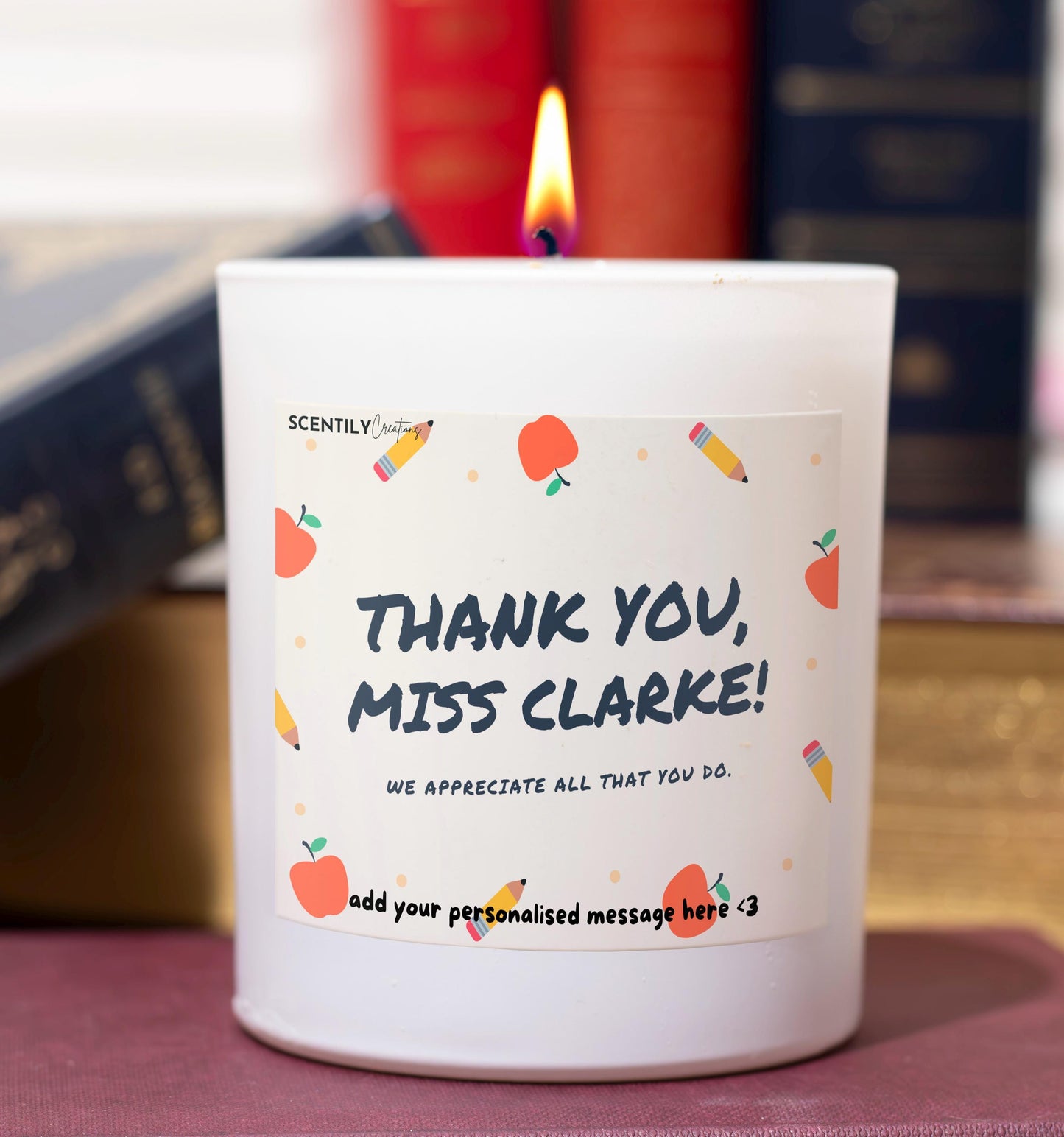 Apples and Pencils Thank You Scented Candle