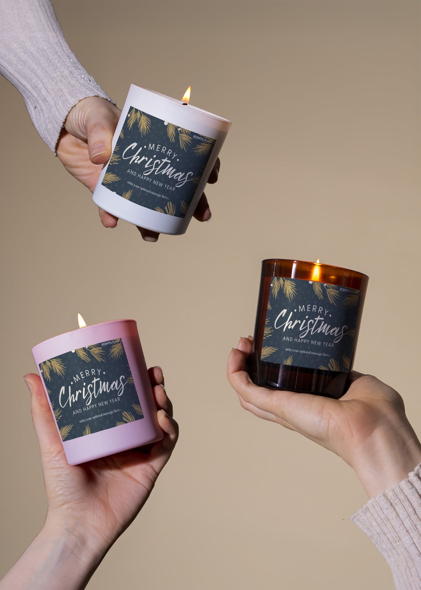 Merry Christmas Golden Branches Scented Candle