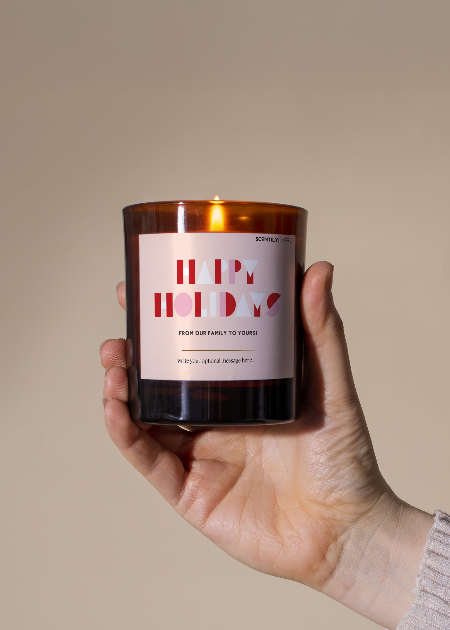 Happy Holidays Simple Shapes Scented Candle