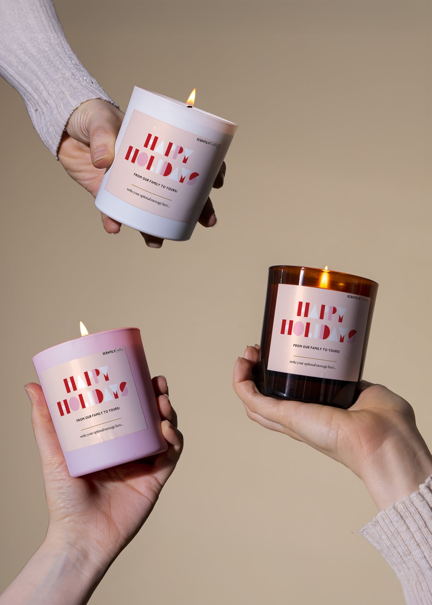 Happy Holidays Simple Shapes Scented Candle