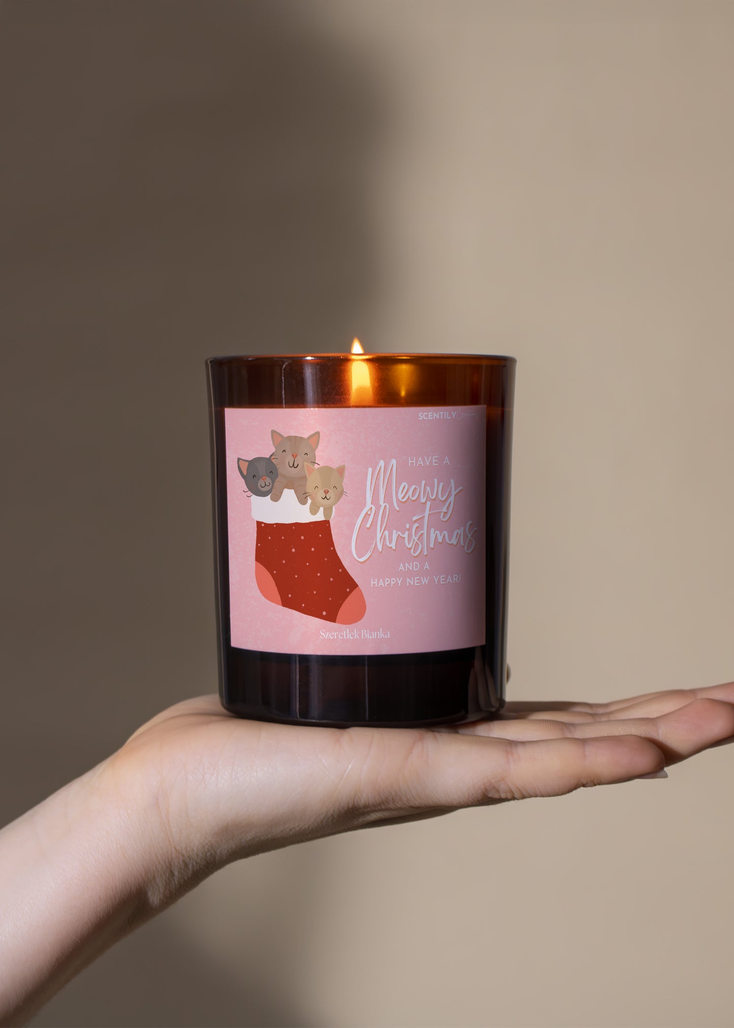 Cute Cat Christmas Stocking Scented Candle