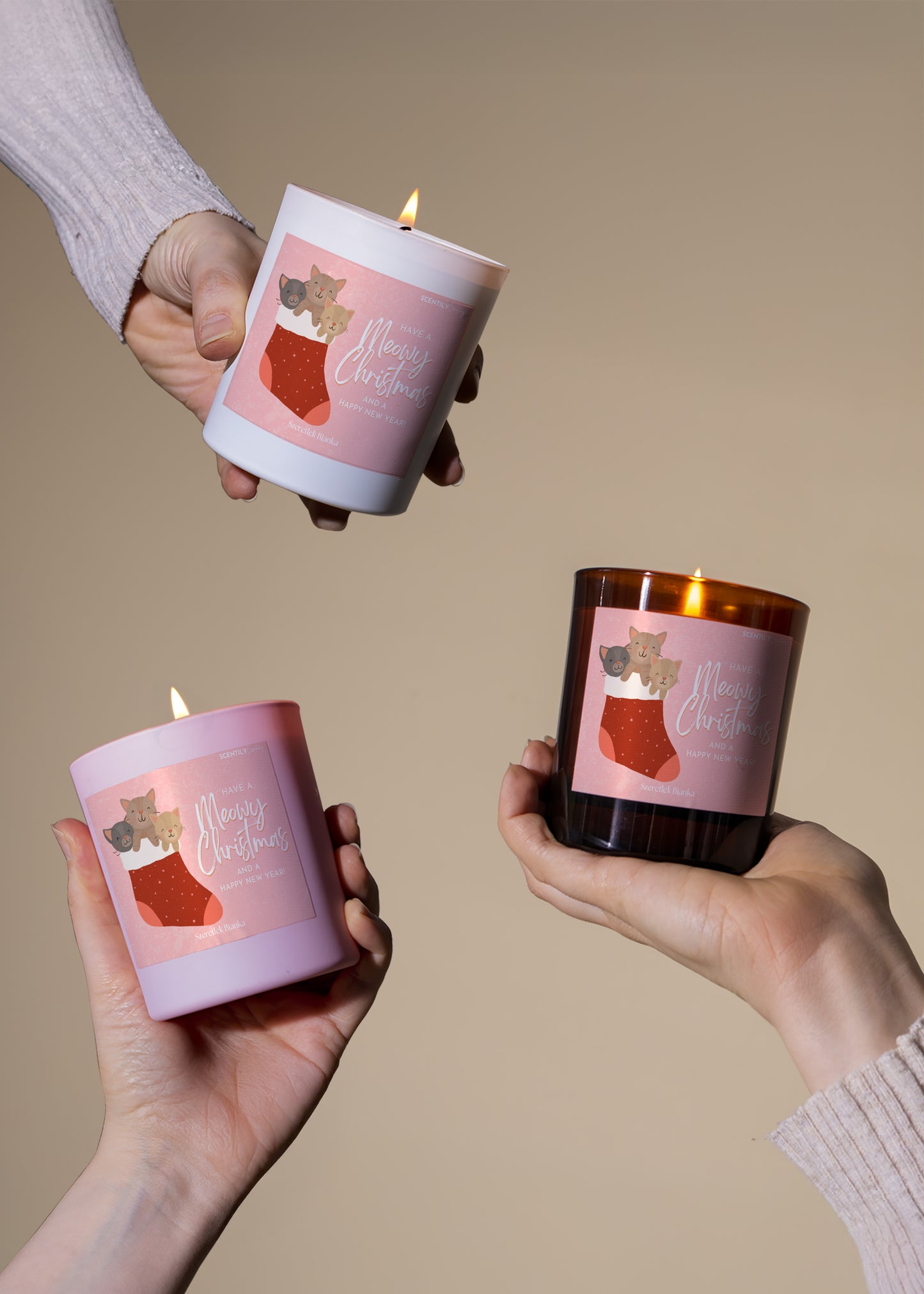 Cute Cat Christmas Stocking Scented Candle