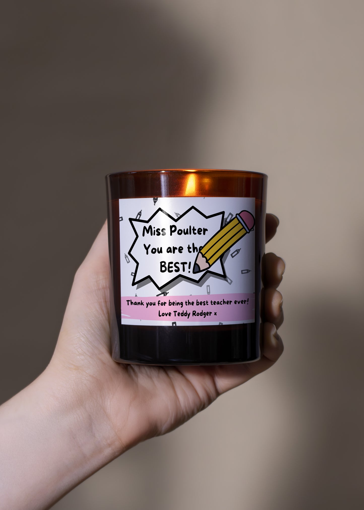 Thank You Best Teacher Personalised Candle