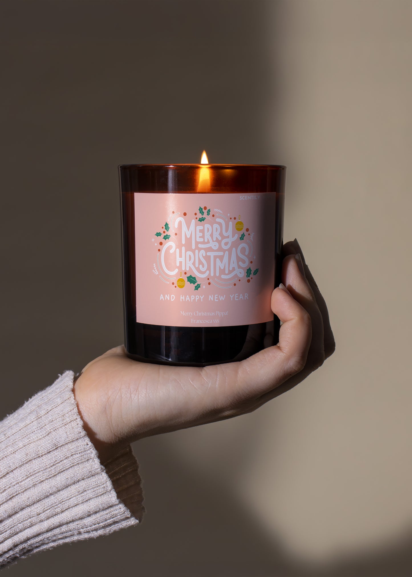 Merry Christmas Pink Trees Scented Candle