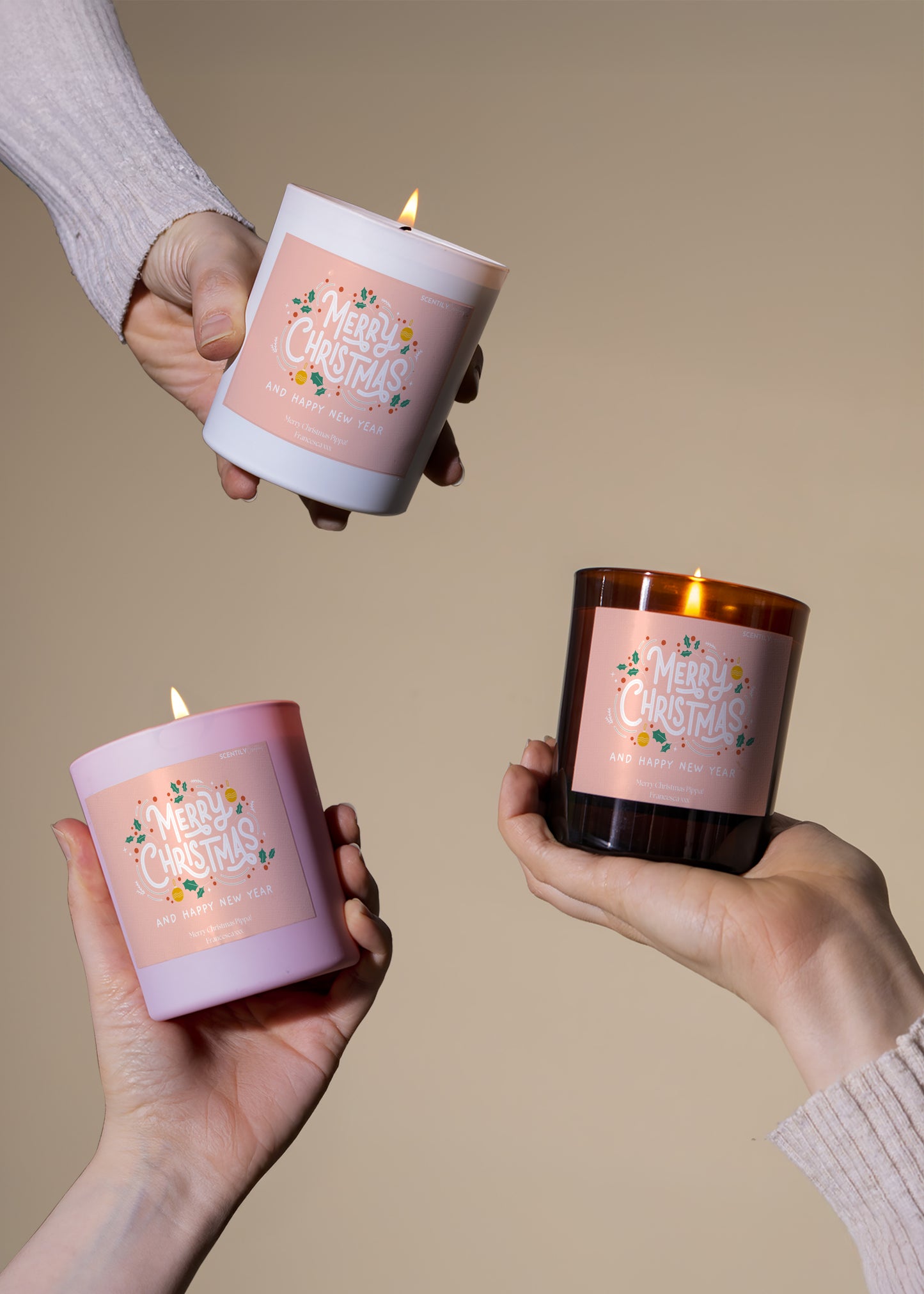 Merry Christmas Pink Trees Scented Candle