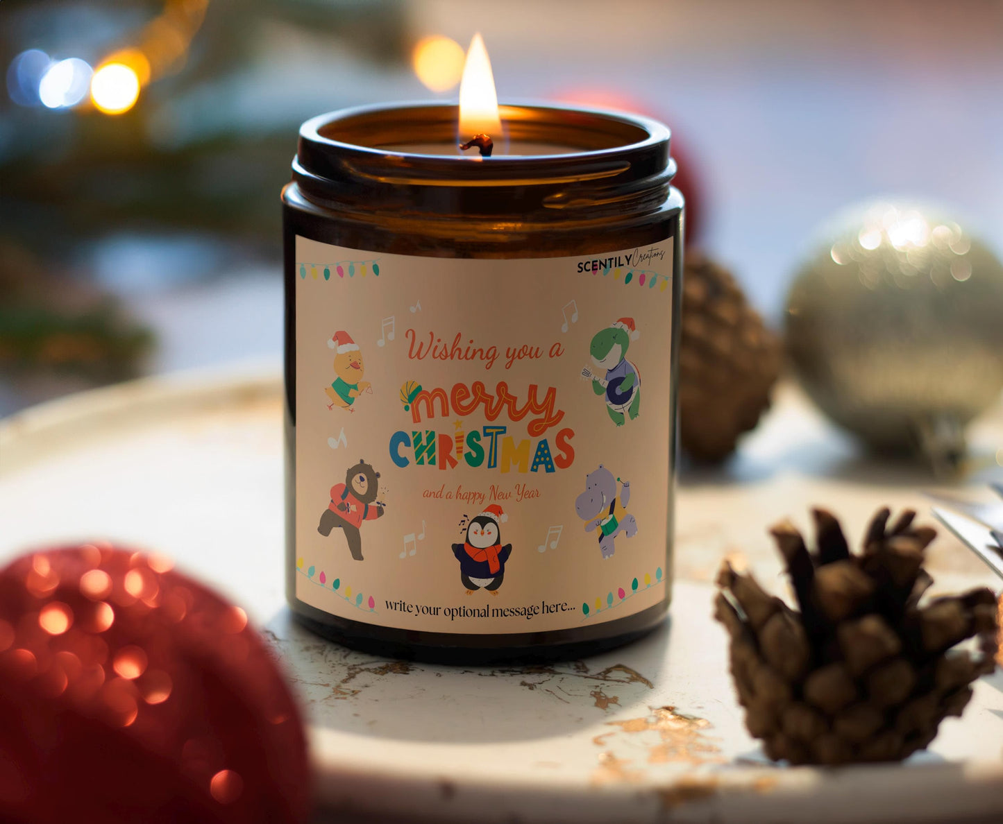 Happy Christmas Animals Scented Candle