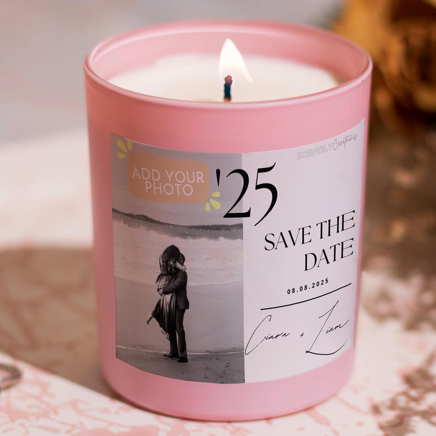 Your Photo Save the Date Scented Candle
