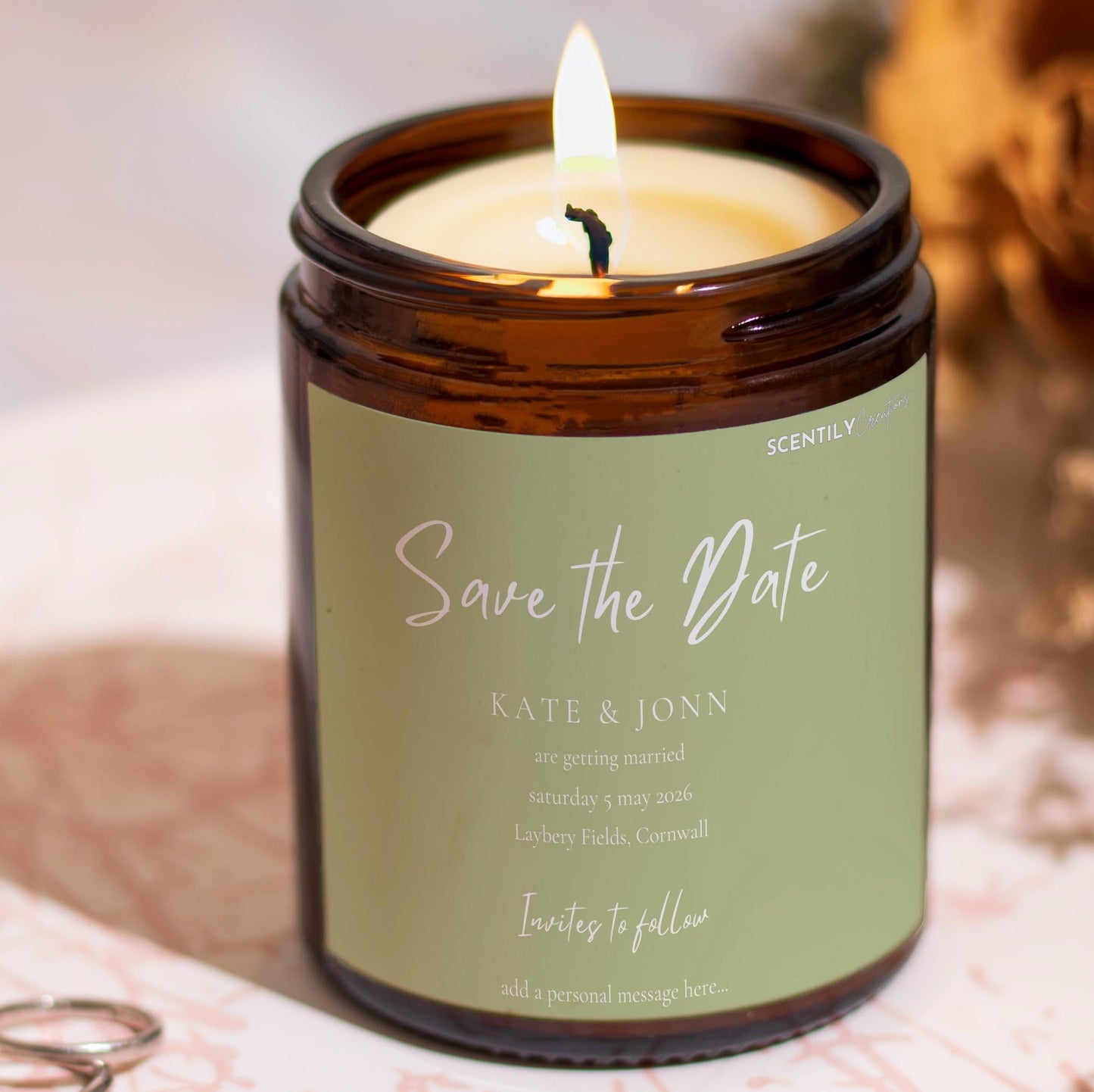 Script Save the Date Scented Candle