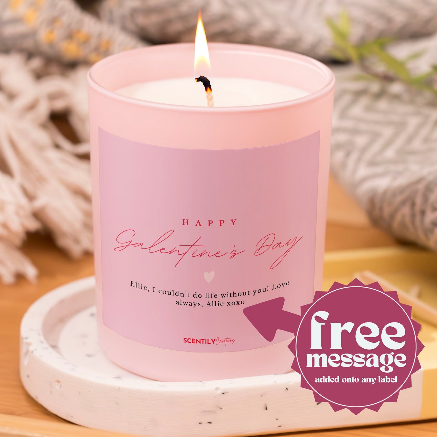 Happy Galentine's Day Pink Scented Candle