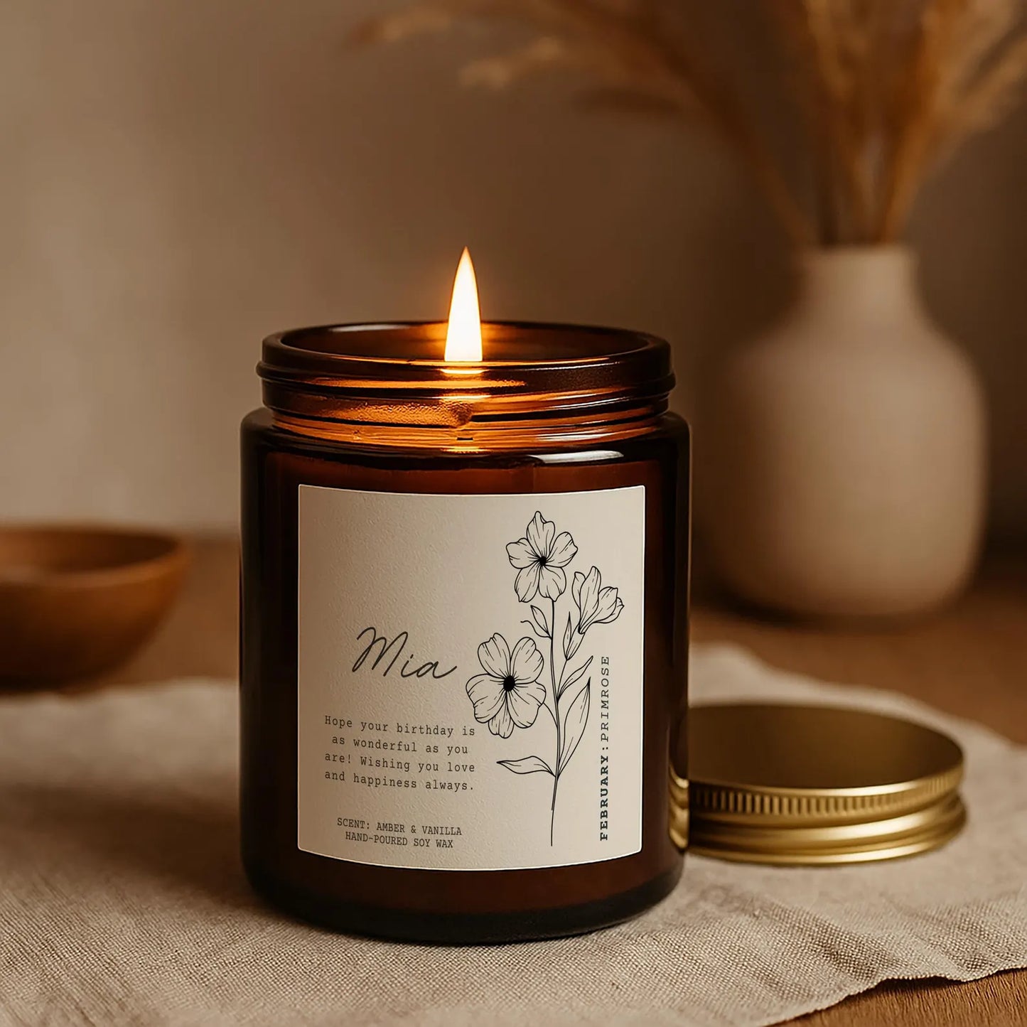 February Birthday Candle – Primrose Birth Flower Gift