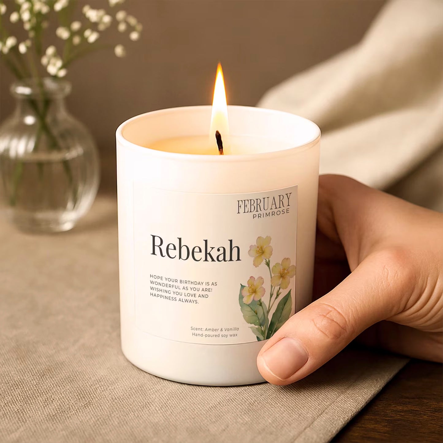 February Birthday Candle – Violet Birth Flower Gift