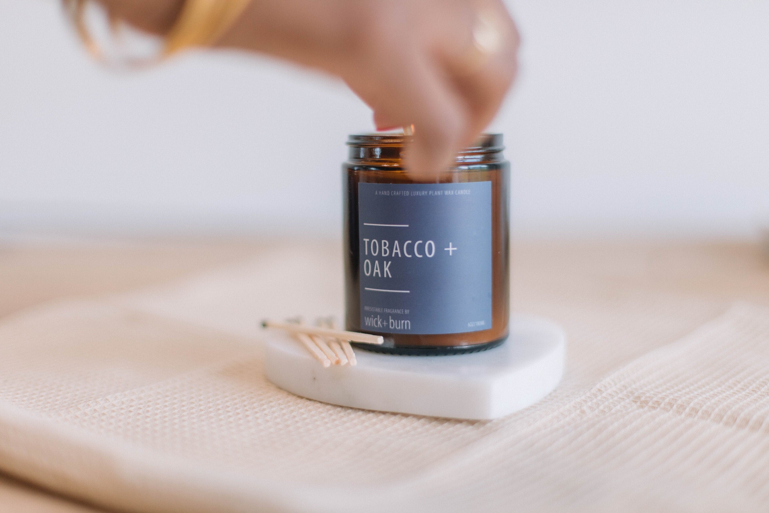tobacco and oak candle Warm Tobacco + Oak Scented Candle - Unique Gift & Home Decor