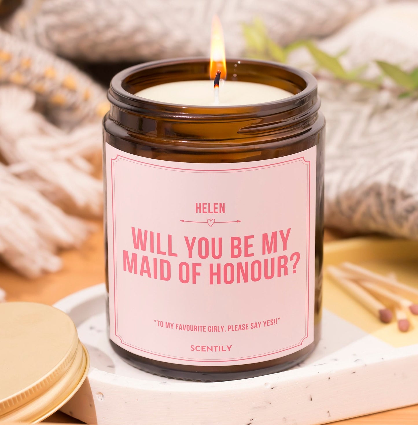 Maid of Honour Wedding Candle