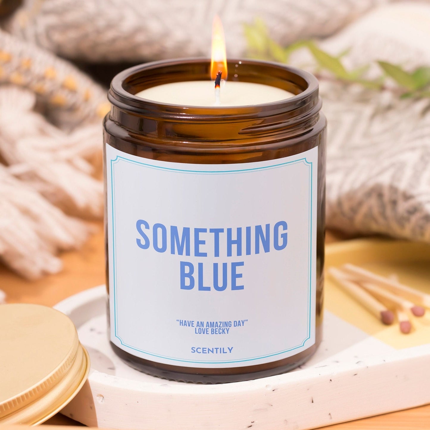 Something Blue Message Wedding Candle