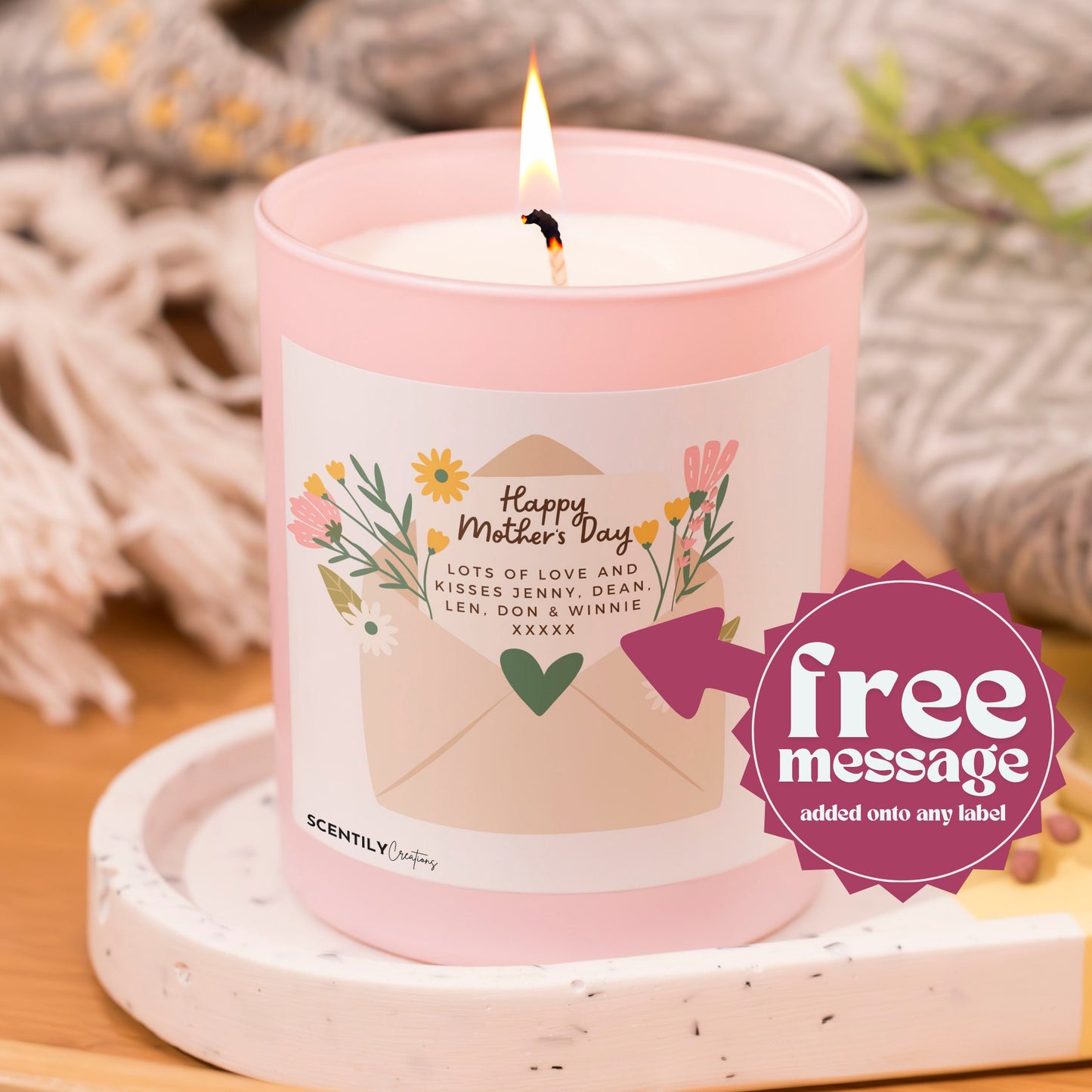 Mothers Day Note Candle