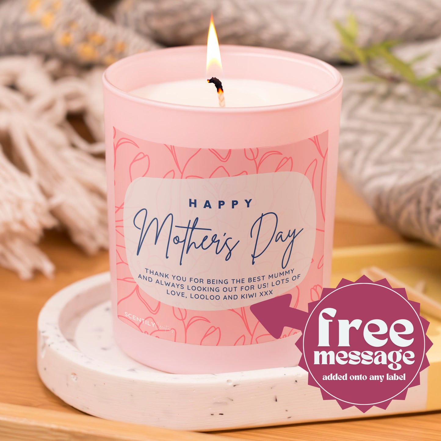 Mothers Day Pink Flowers Scented Candle