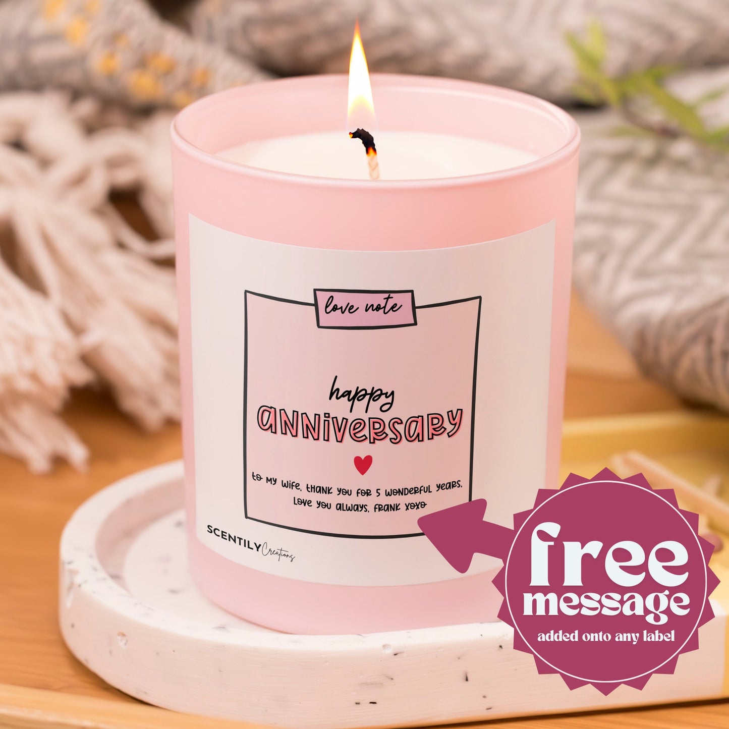 Happy Anniversary Love Note Scented Candle