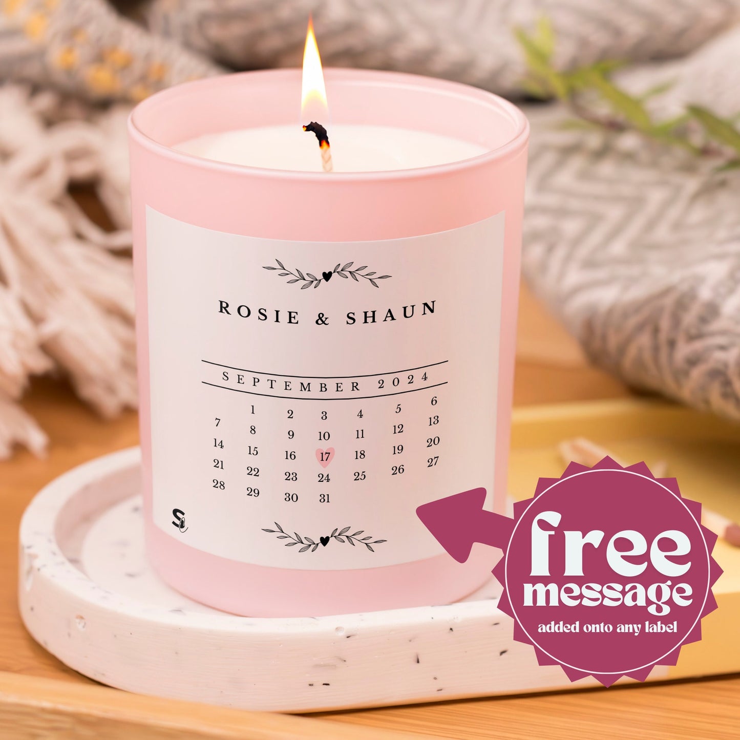 White Calendar Save the Date Scented Candle