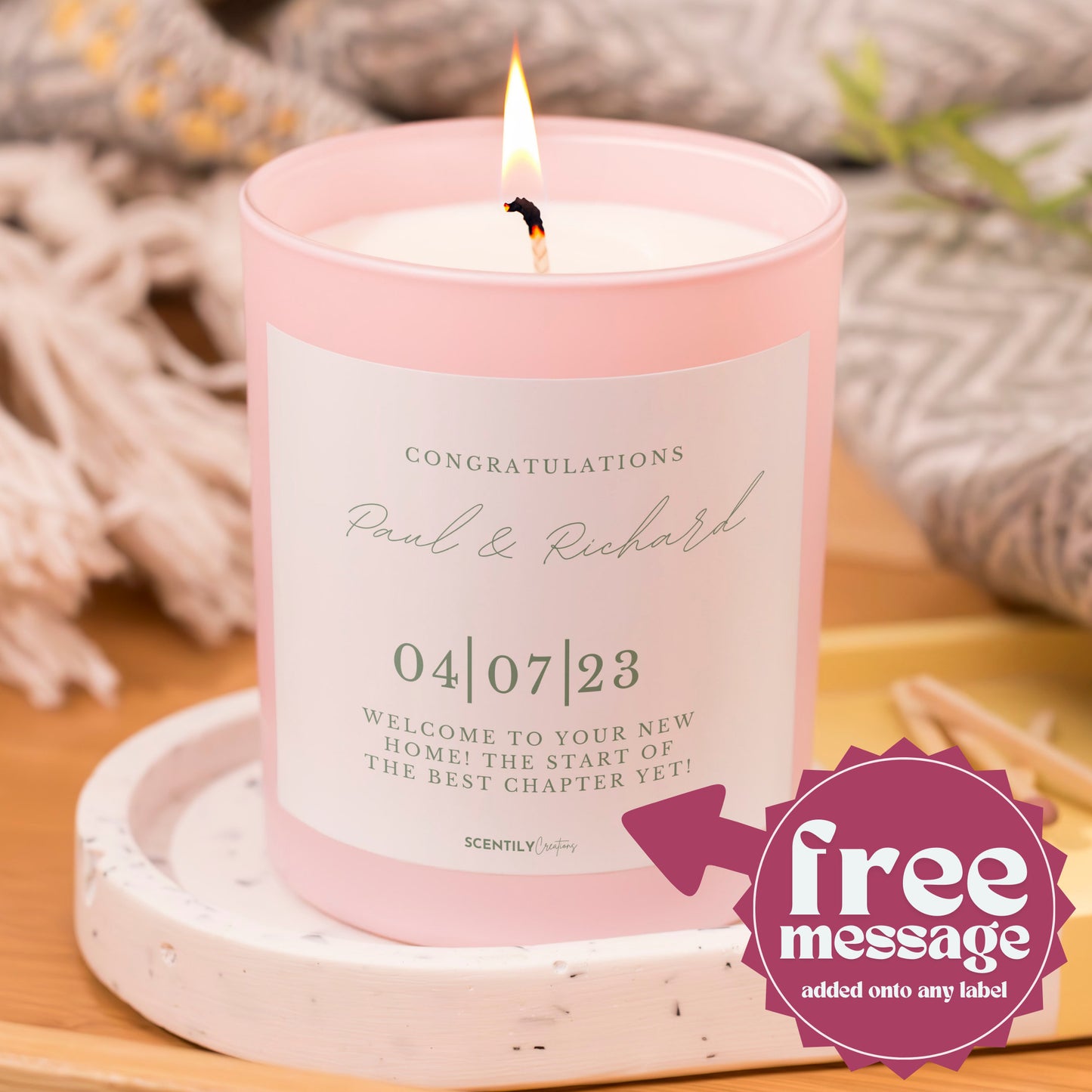 Personalised Date Wedding Candle for Bride and Groom Engagement Candle from Maid of Honour Gift from Bridesmaid Save the Date Candle Label