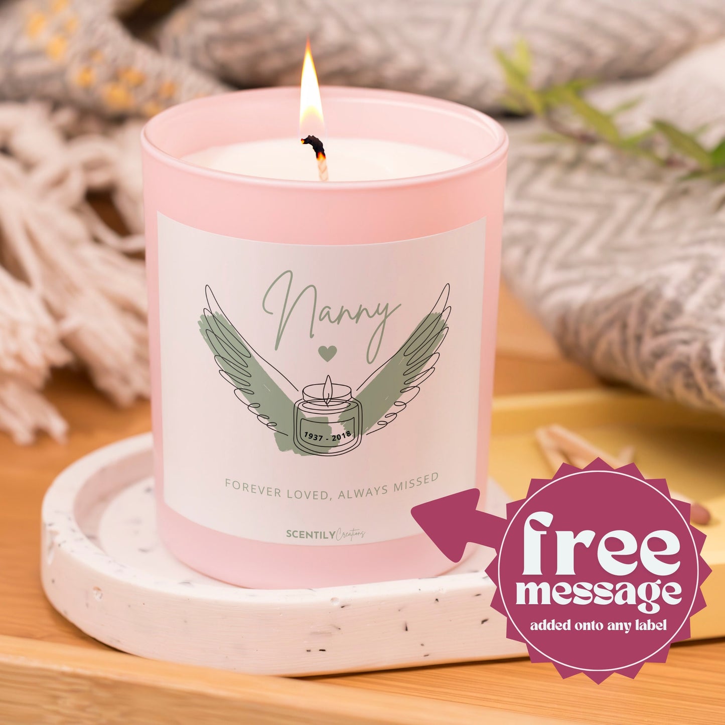 Remembrance Candle for Grandma Passing Away Candle In Memory of Gift with Personal Message for Loved One Funeral Keepsake for Coping Sadness