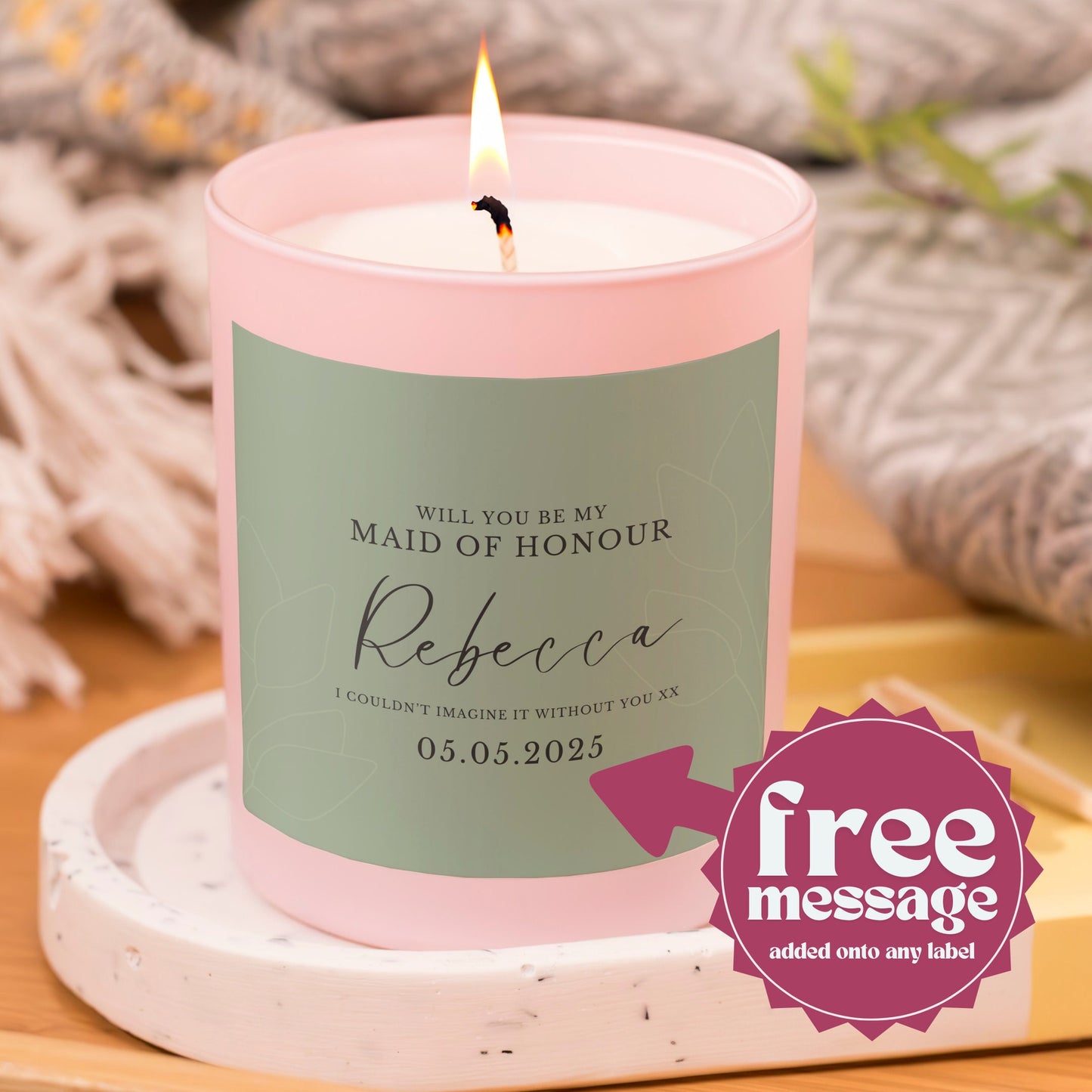 Maid of Honour Script Candle