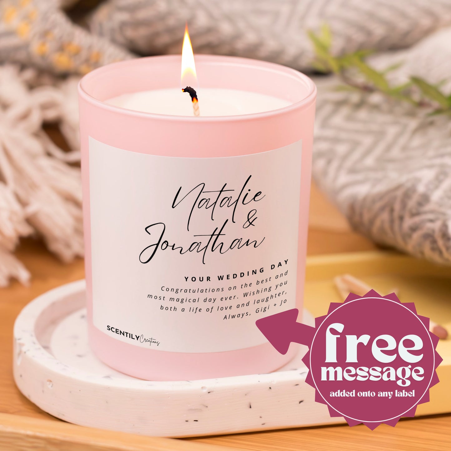 Script Bride and Groom Candle