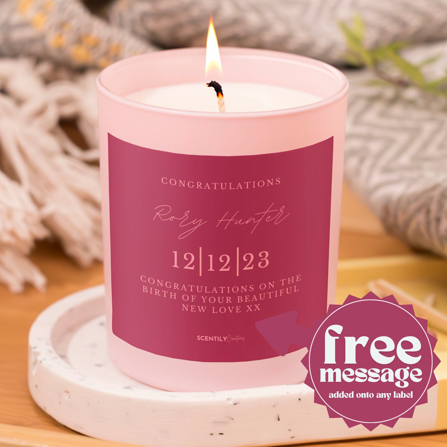 Bridal Name & Date Scented Candle