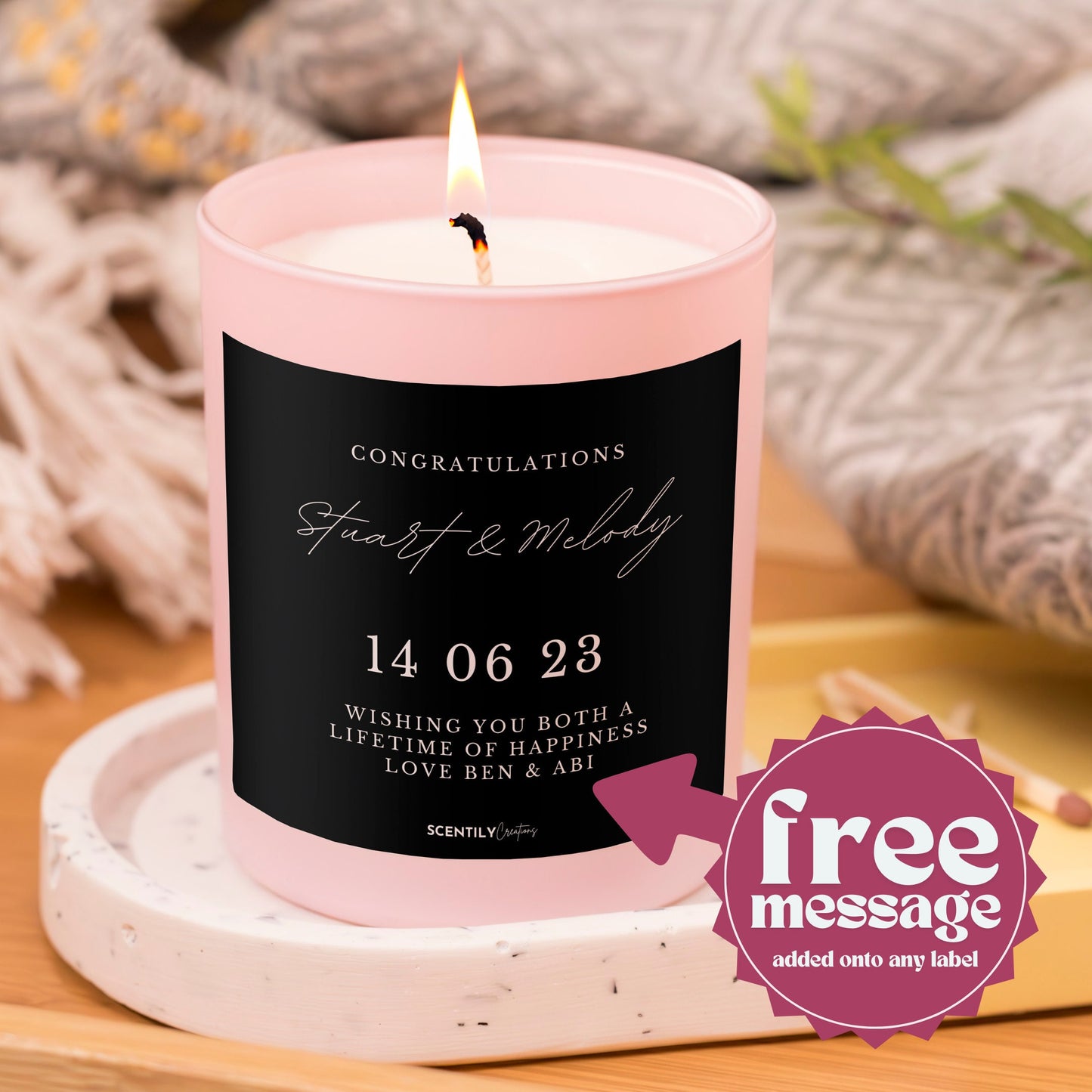 Engagement Name and Date Scented Candle