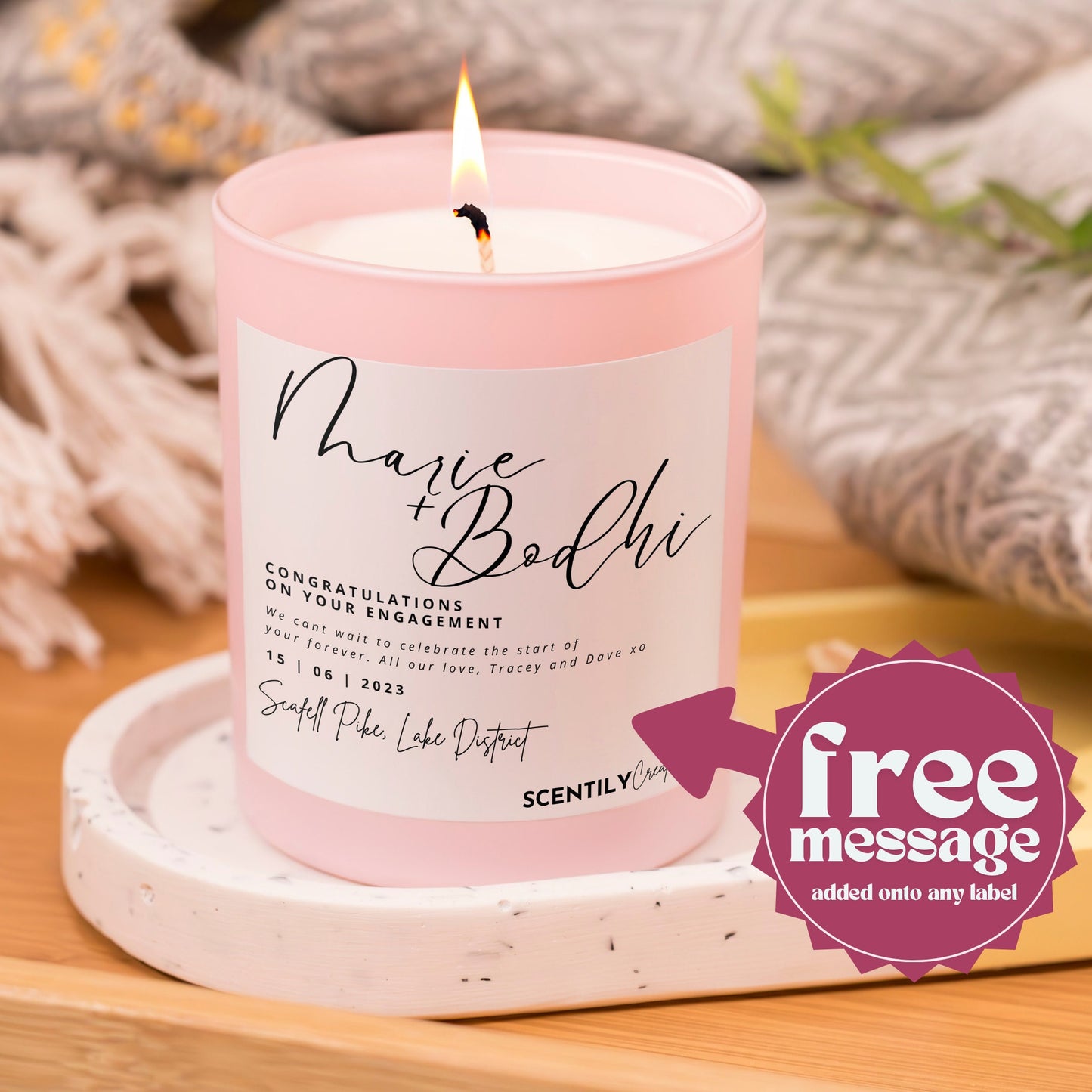 Script Wedding Day Personalised Candle
