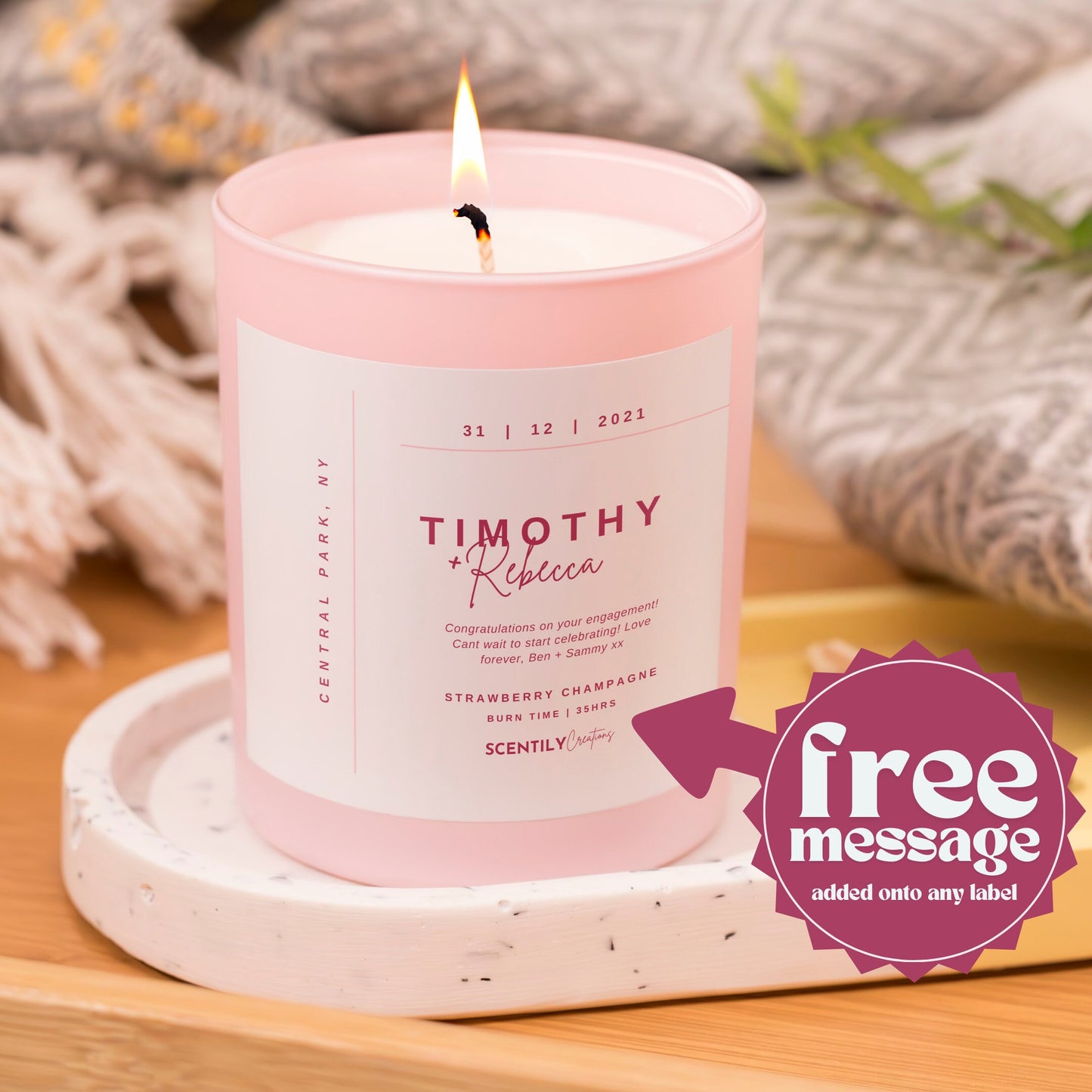 Wedding Day Personalised Details Candle