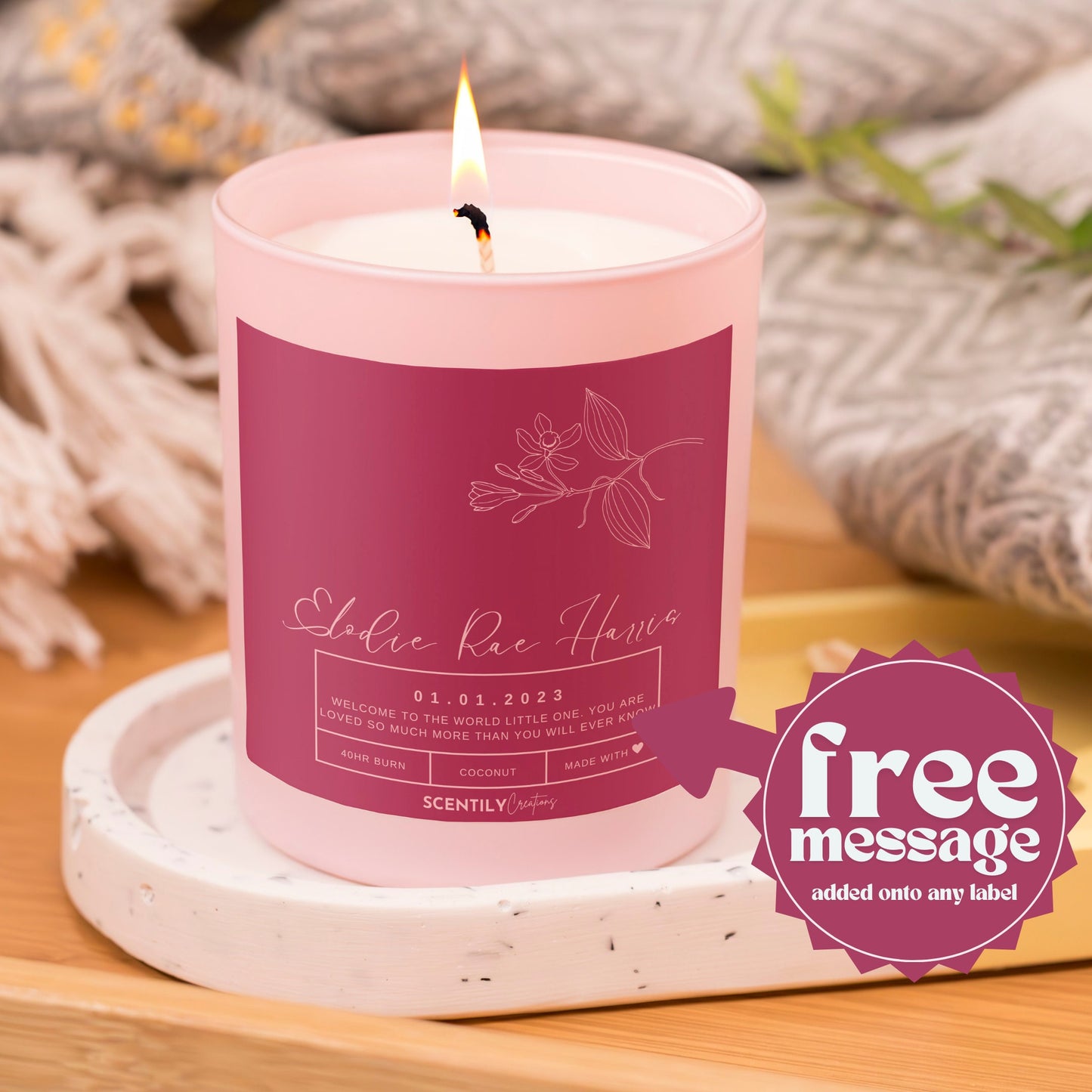 Pink Wedding Day Candle