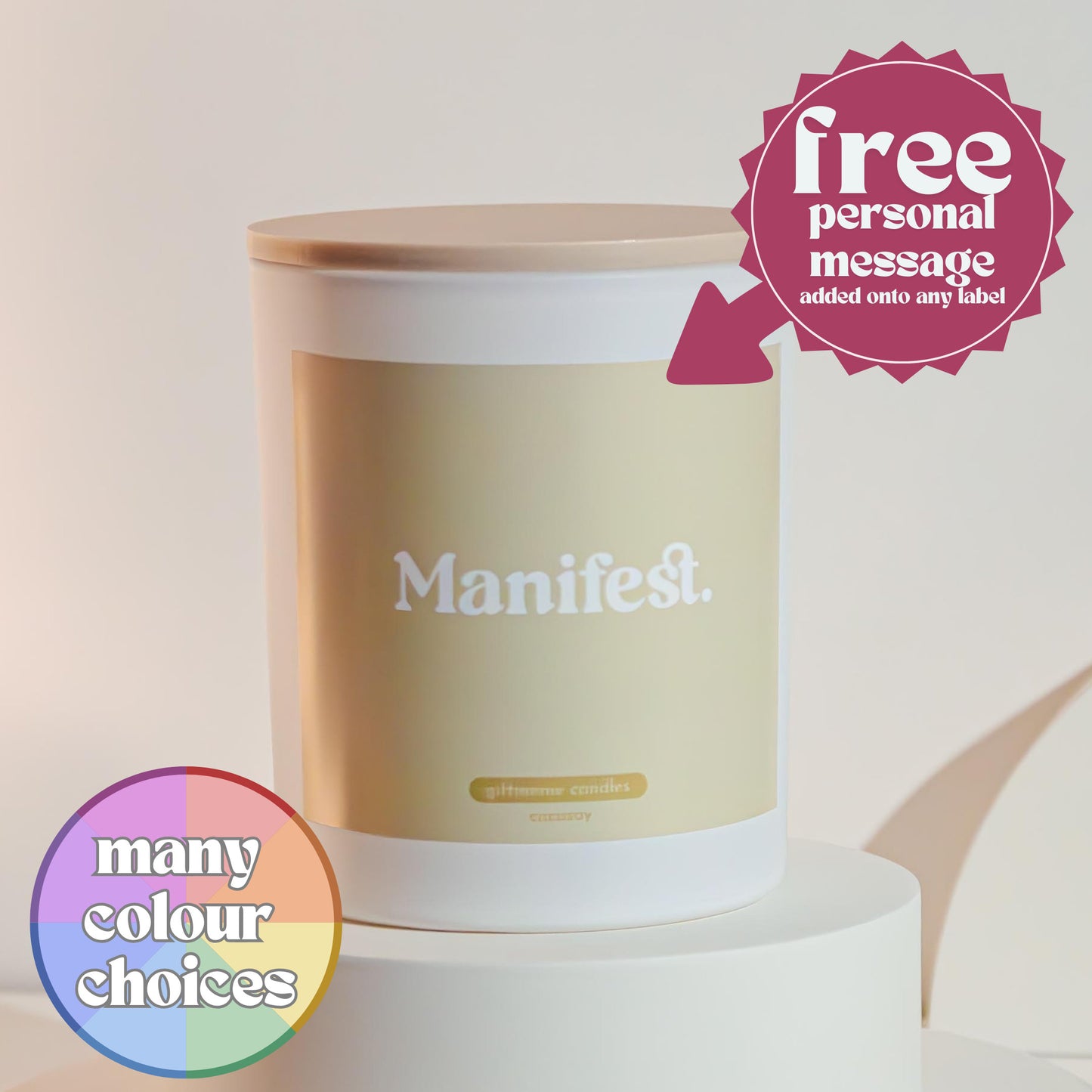 Manifest Candle Inspirational Gift for Him or Her Empowering Soy Wax Candle Motivational Present for Friends Celebration Candle Positivity
