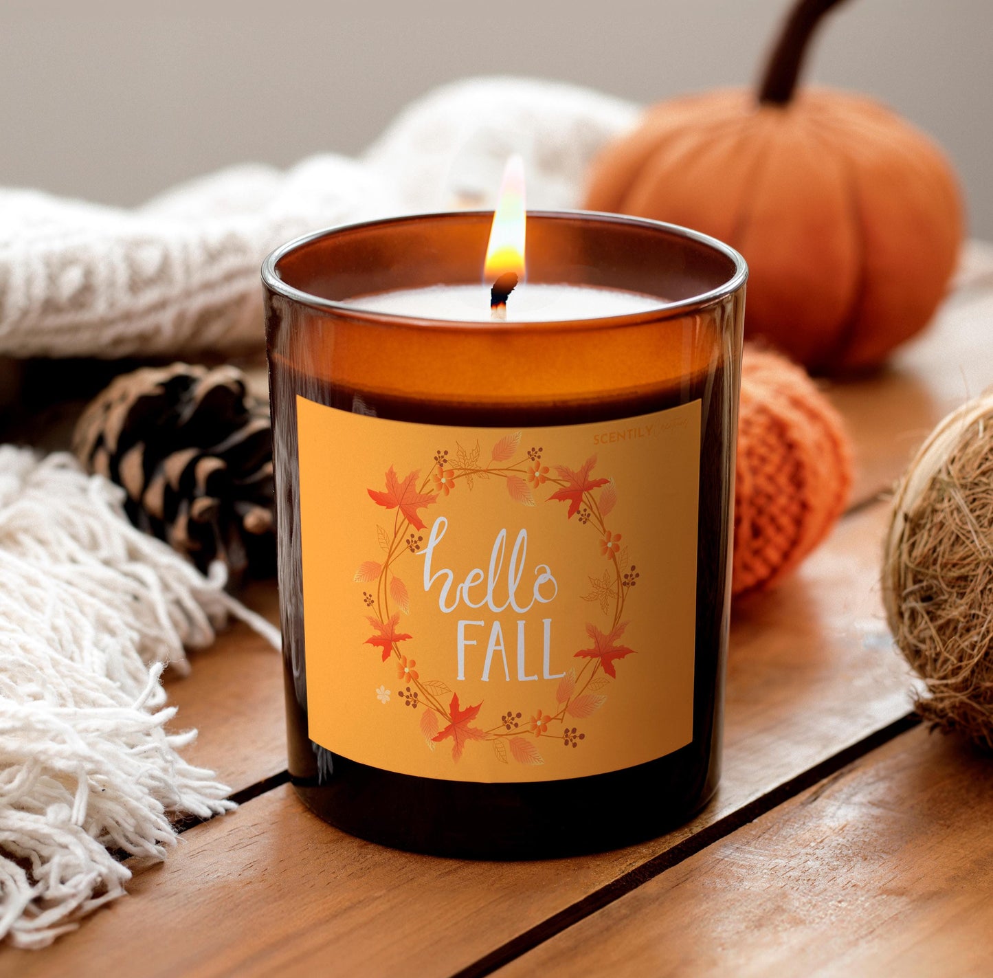 Hello Fall Pattern Scented Candle
