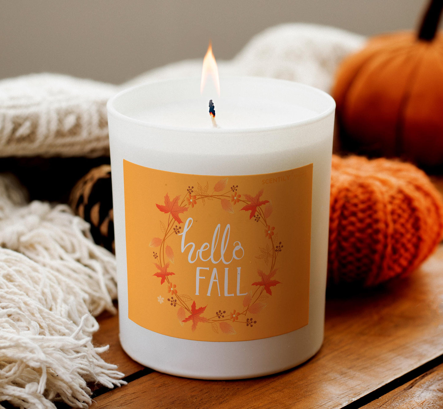 Hello Fall Pattern Scented Candle