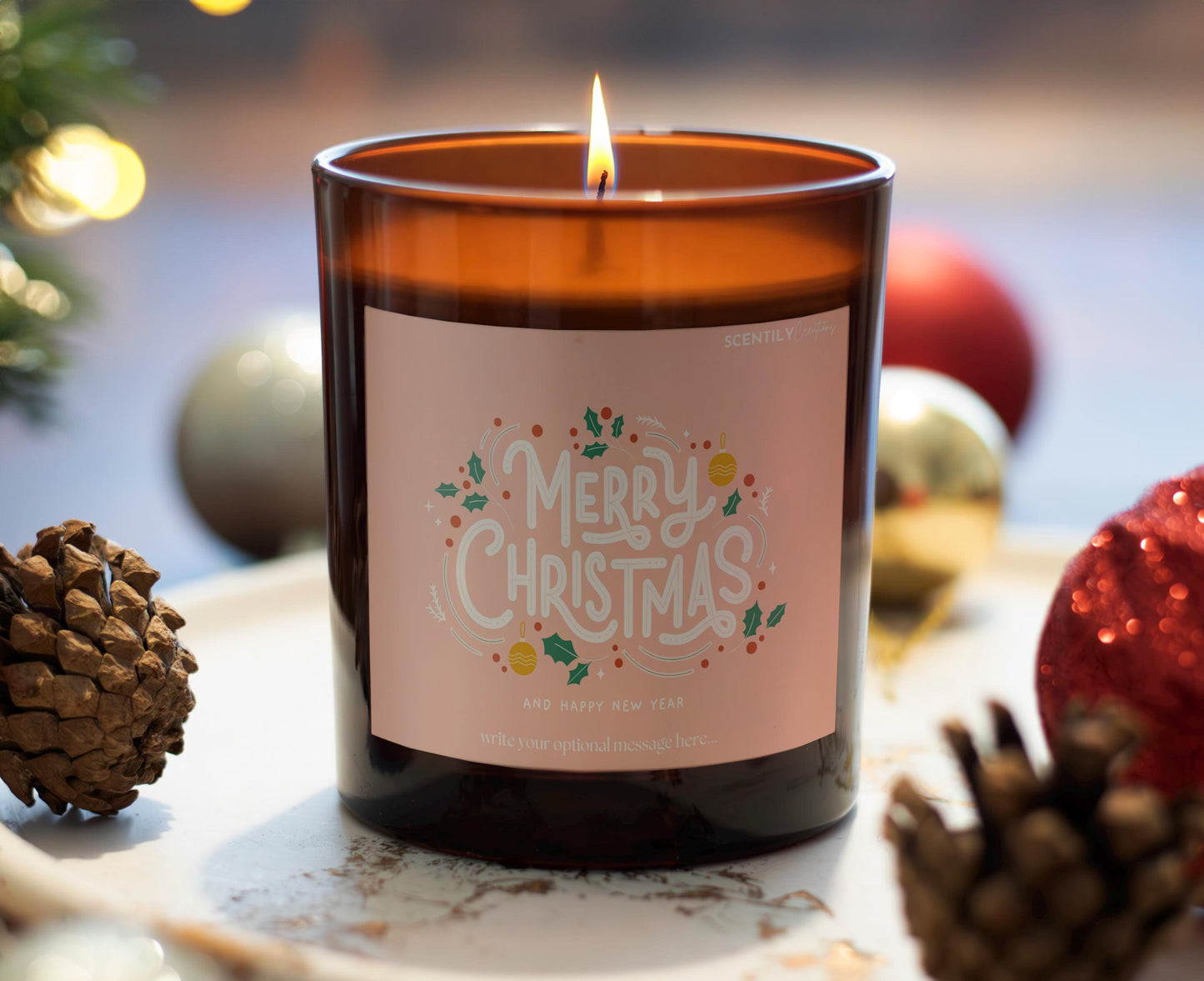 Merry Christmas Pink Trees Scented Candle