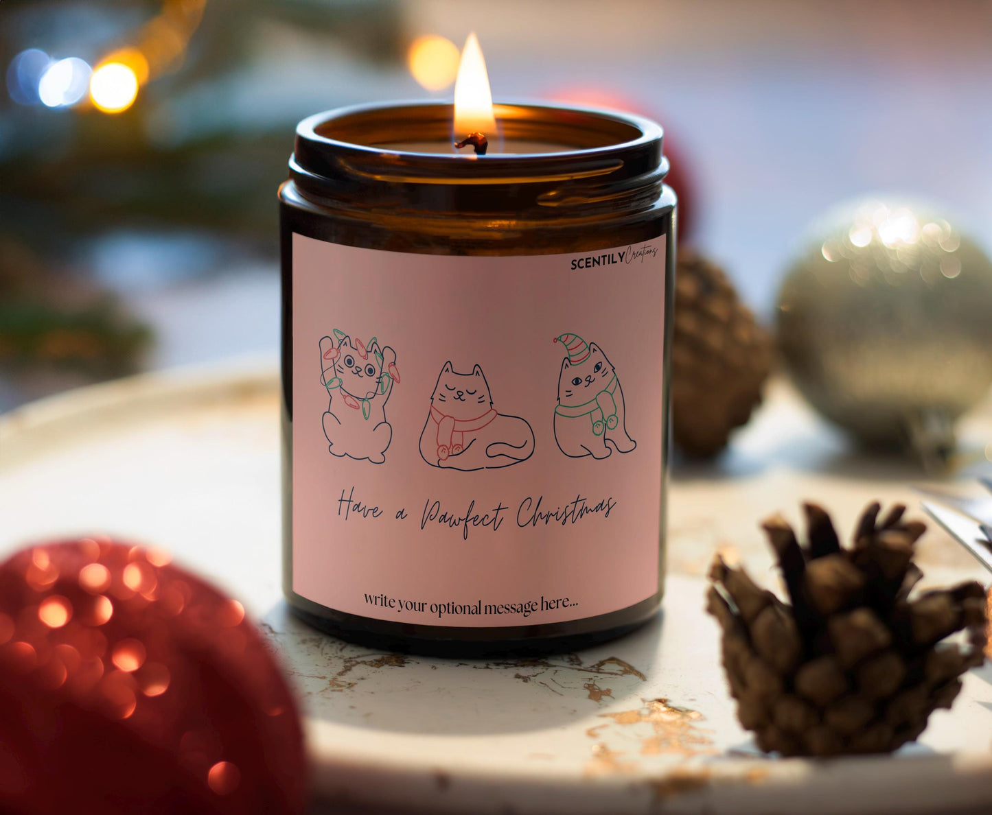 Pink Pet Christmas Holidays Candle