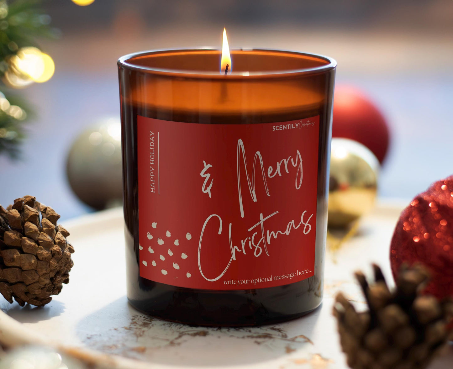 Merry Christmas Script Scented Candle